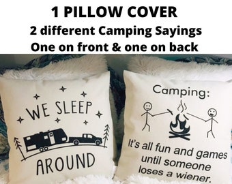 Camping Pillow Cover, gift for camper, Throw pillow, home décor, cushion cover, Best camping gift, FREE SHIPPING