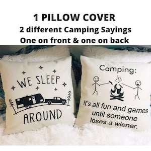 Camping Pillow Cover, gift for camper, Throw pillow, home décor, cushion cover, Best camping gift, FREE SHIPPING