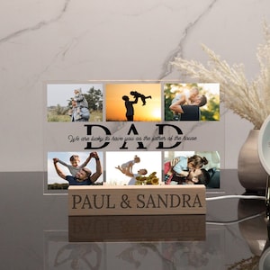 Dad Picture Plaque With Text, Picture Stand For Dad, Gift For Dad, Valentines Day Gift, Personalized Photo Stand, Collage Picture Frame