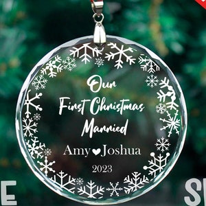 Personalized Our First Christmas, Custom Married Ornament, Christmas Engaged Ornament, Christmas Name Ornament, Christmas Family Ornament