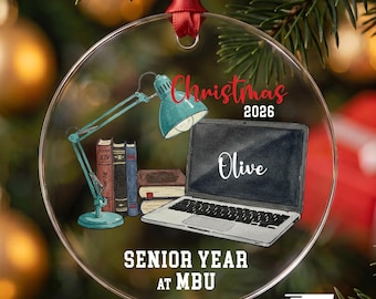 Personalized Senior Year Ornament 2026, Custom Student Laptop Christmas Gift, High School Graduation Keepsake, Class of 2026 Decor