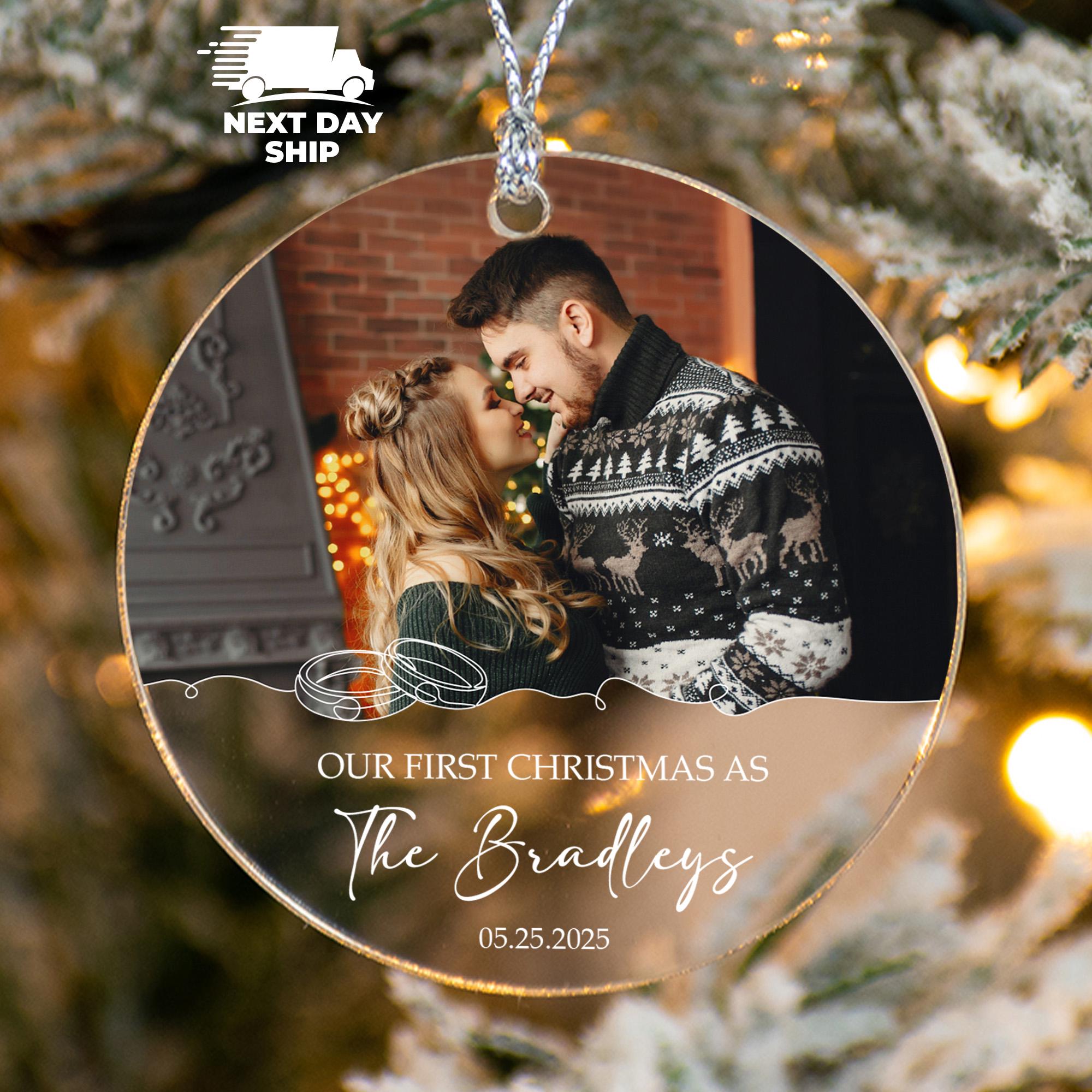 First Christmas as Couple Ornament, Engagement Ornament, Personalized Newlywed Ornament, Couple Photo Ornament, Wedding Picture Ornament