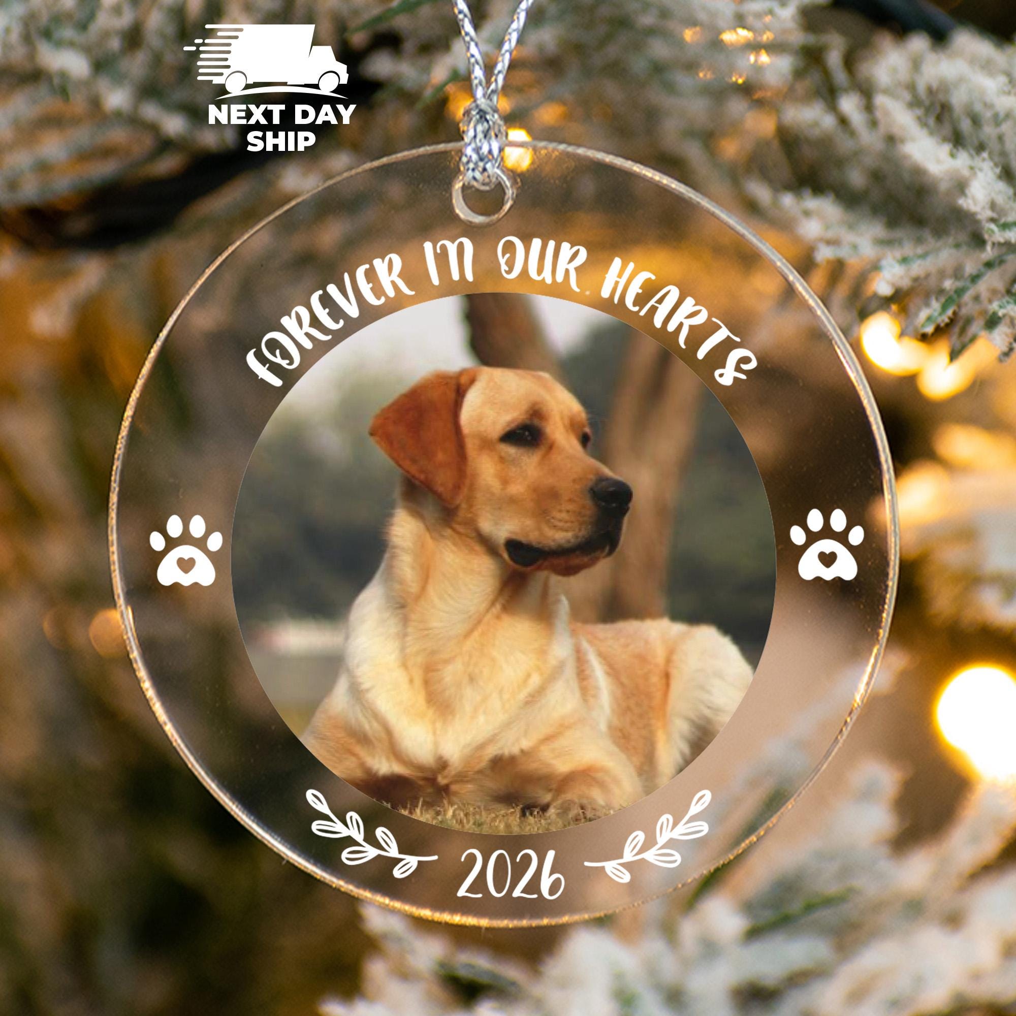 Personalized Memorial Dog Photo Ornament, Christmas Gift