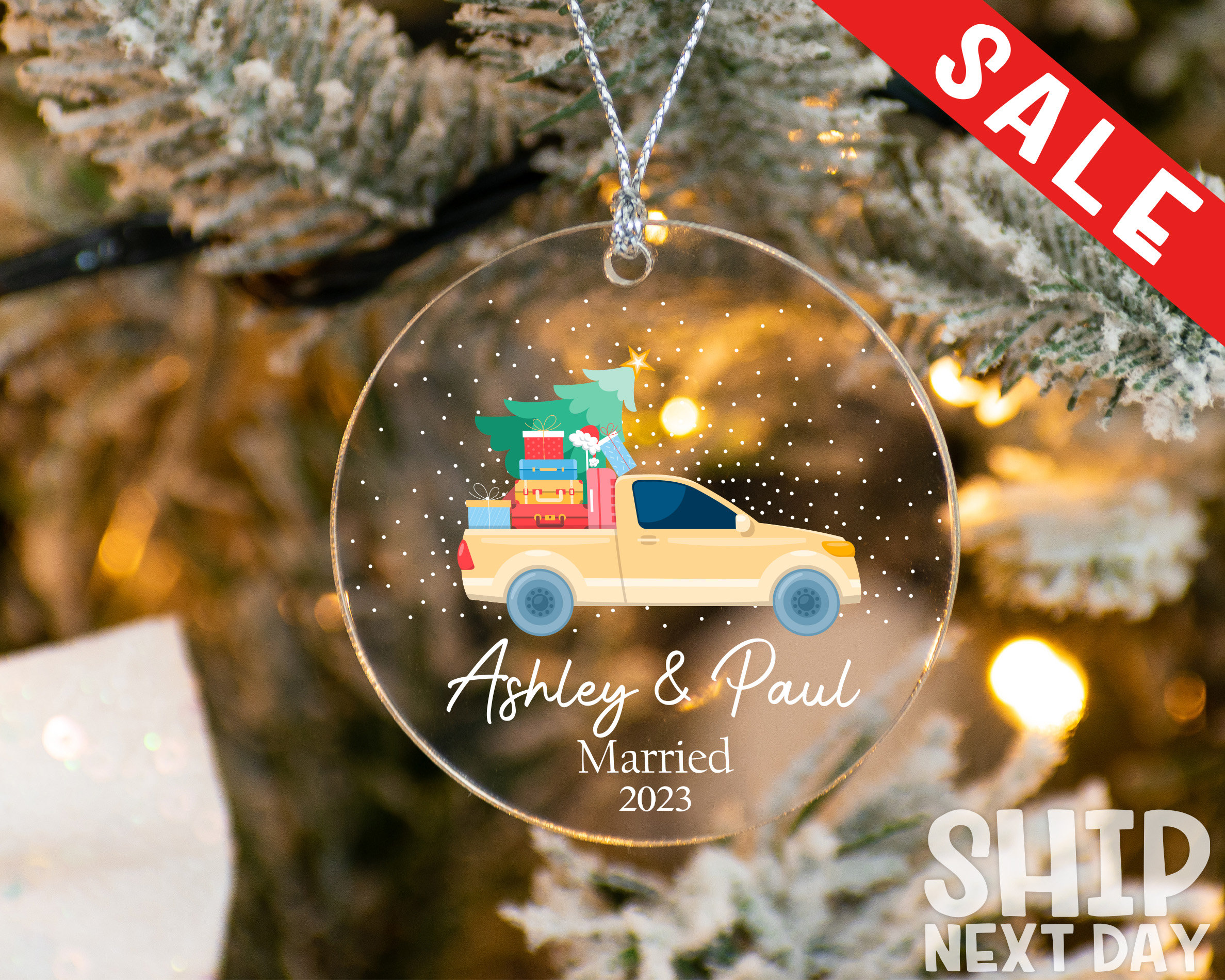 Personalized Car Ornament, Custom Hanging Ornament, Christmas Acrylic Ornament, Christmas Family Ornament, Christmas Keepsake, Name Ornament