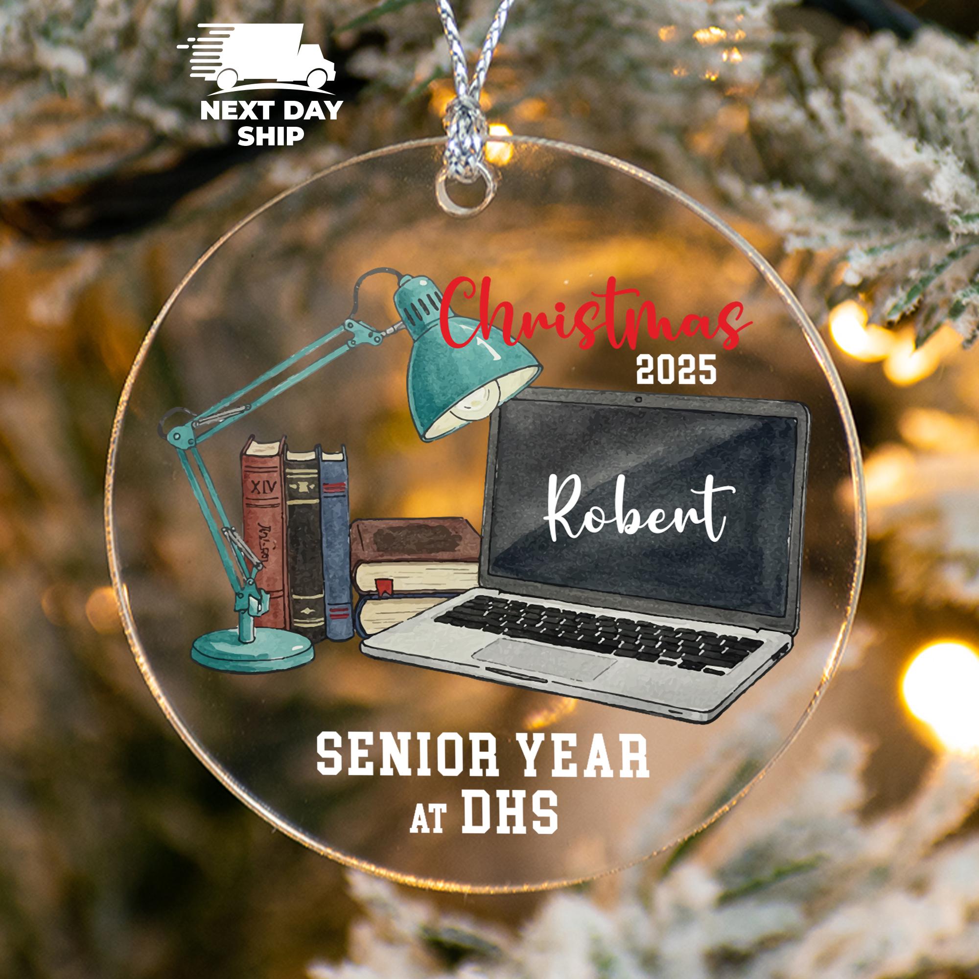 Personalized Senior Year Ornament 2025, Custom Student Laptop Christmas Gift, High School Graduation Keepsake, Class of 2025 Decor