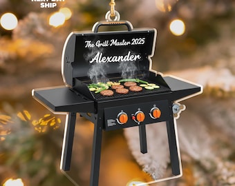 The Grill Master Ornament, Grill Ornament With Name, BBQ Christmas Ornament, Gift for Griller, Dad Gift, Grill Master Gift, Christmas Gift