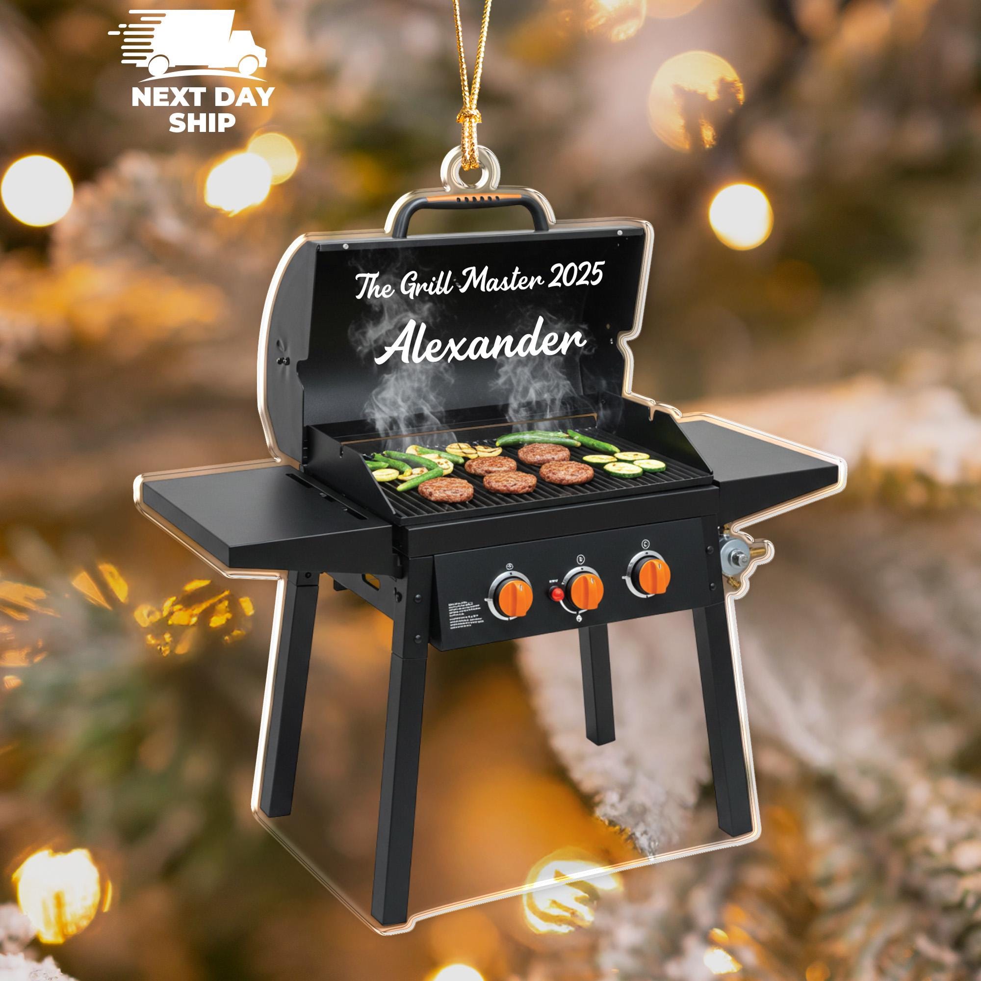 The Grill Master Ornament, Grill Ornament With Name, BBQ Christmas Ornament, Gift for Griller, Dad Gift, Grill Master Gift, Christmas Gift