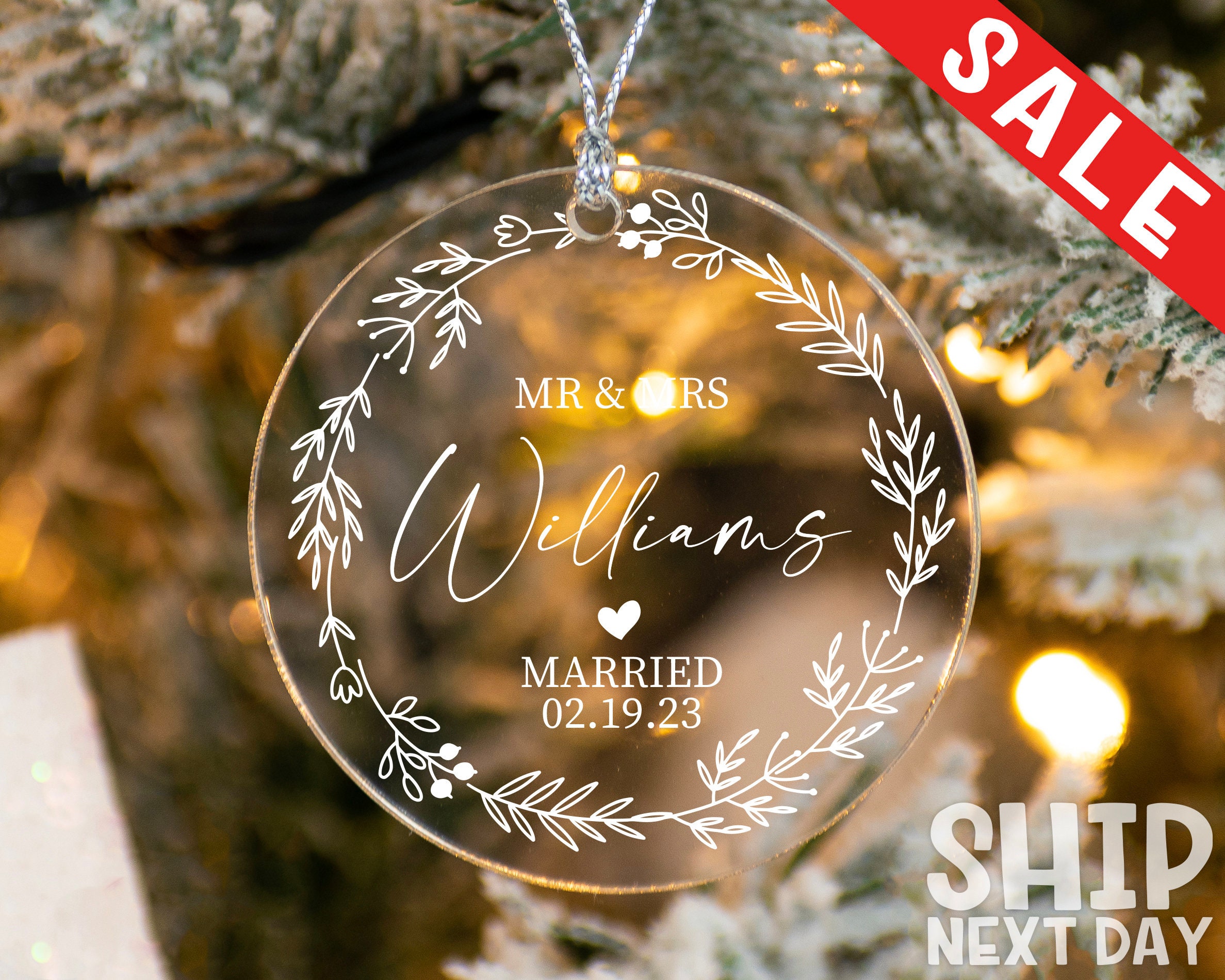 Personalized Mr and Mrs Ornament, Christmas Acrylic Tree Ornaments, Christmas Memorial Family Ornament, Holiday Ornament, Handmade Ornament