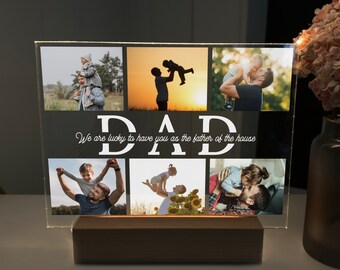 Dad Picture Plaque With Text, Picture Stand For Dad, Gift For Dad, Valentines Day Gift, Personalized Photo Stand, Collage Picture Frame