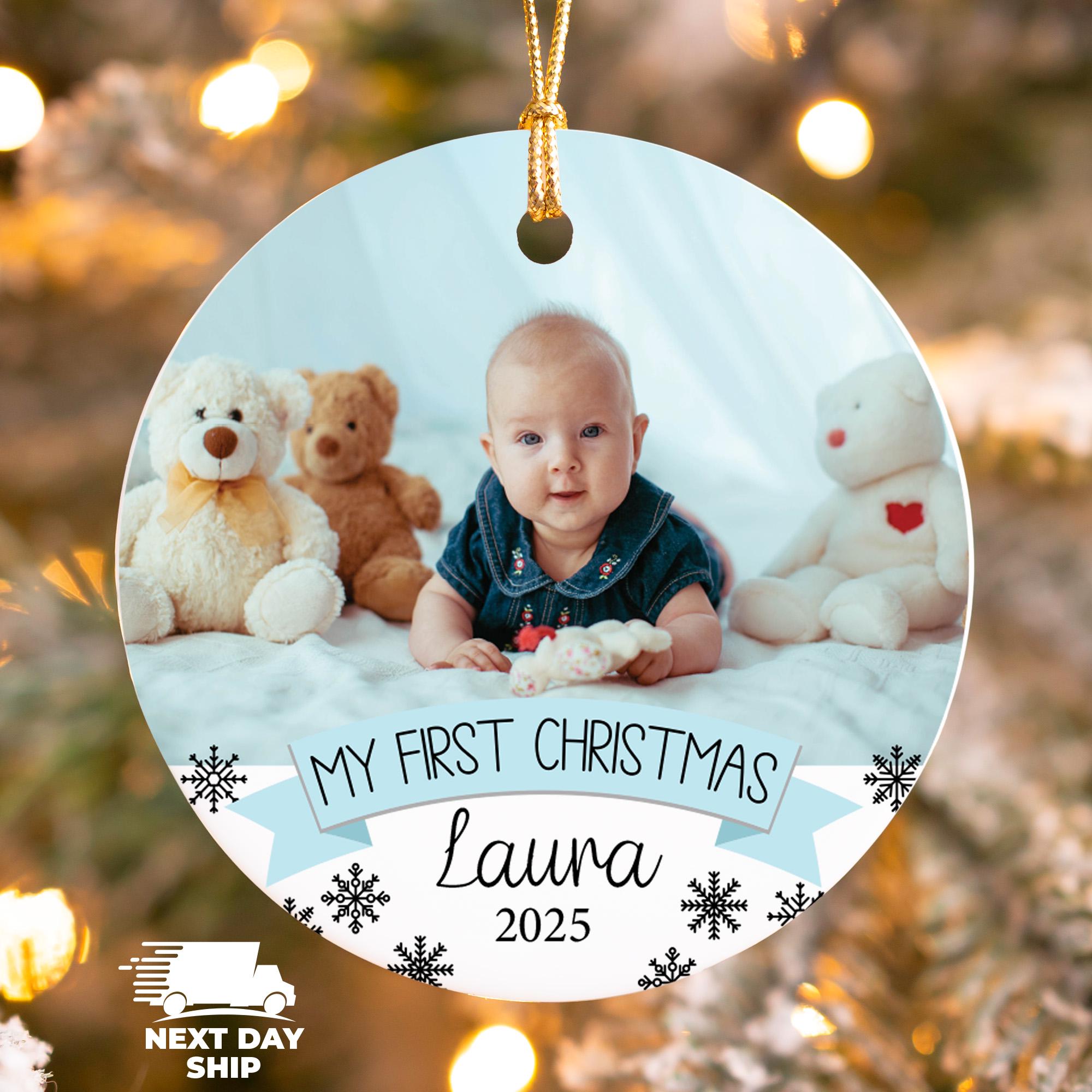 Personalized My First Christmas Photo Baby Ornament, New Mom Christmas Ornaments, Custom Picture Name Ornament, Newborn 2026 Ornament