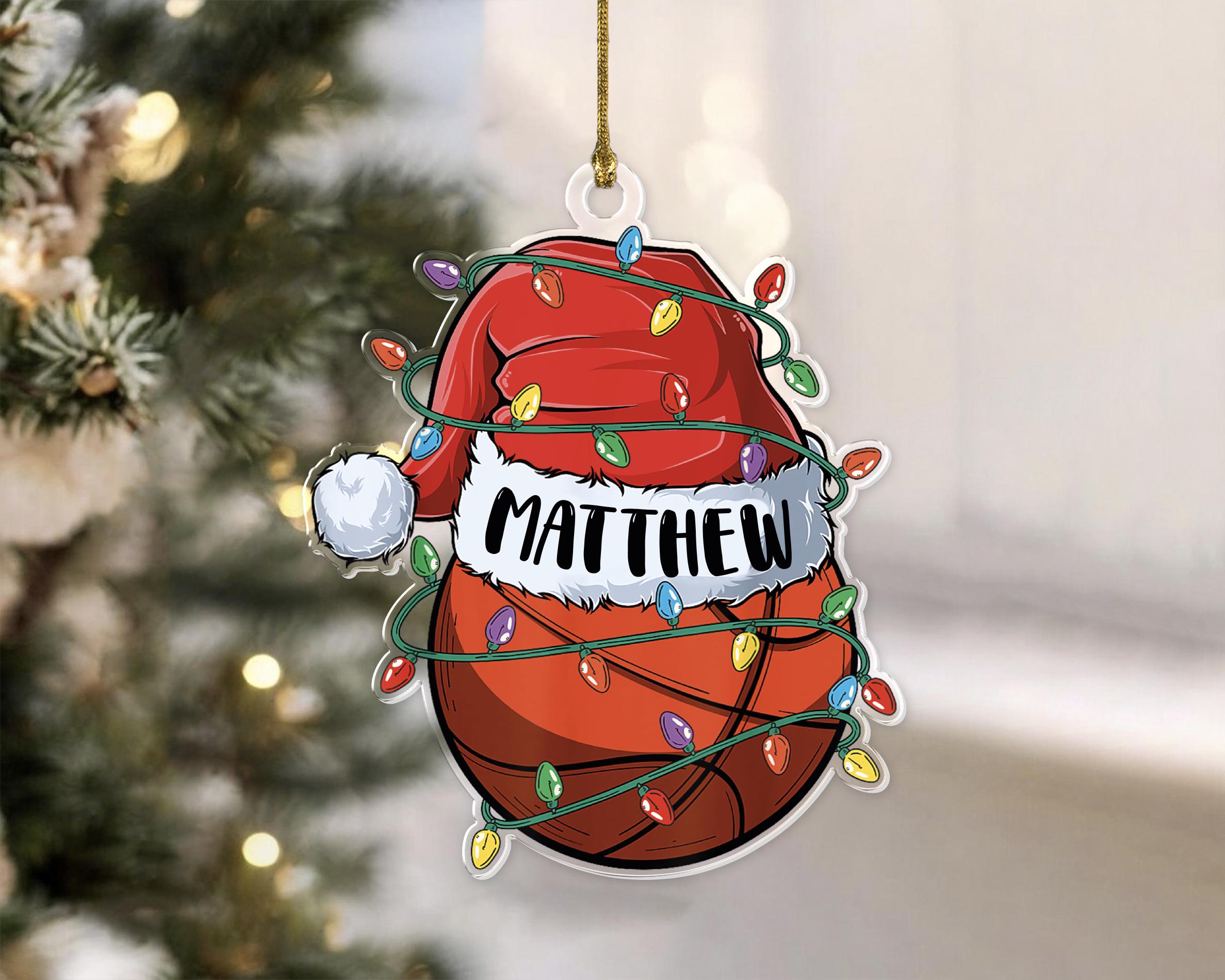 Personalized Name Basketball Ornament, Custom Name Christmas Ball Ornament, Unique Children Gift, Gift For Basketball Lover, Xmas Tree Decor