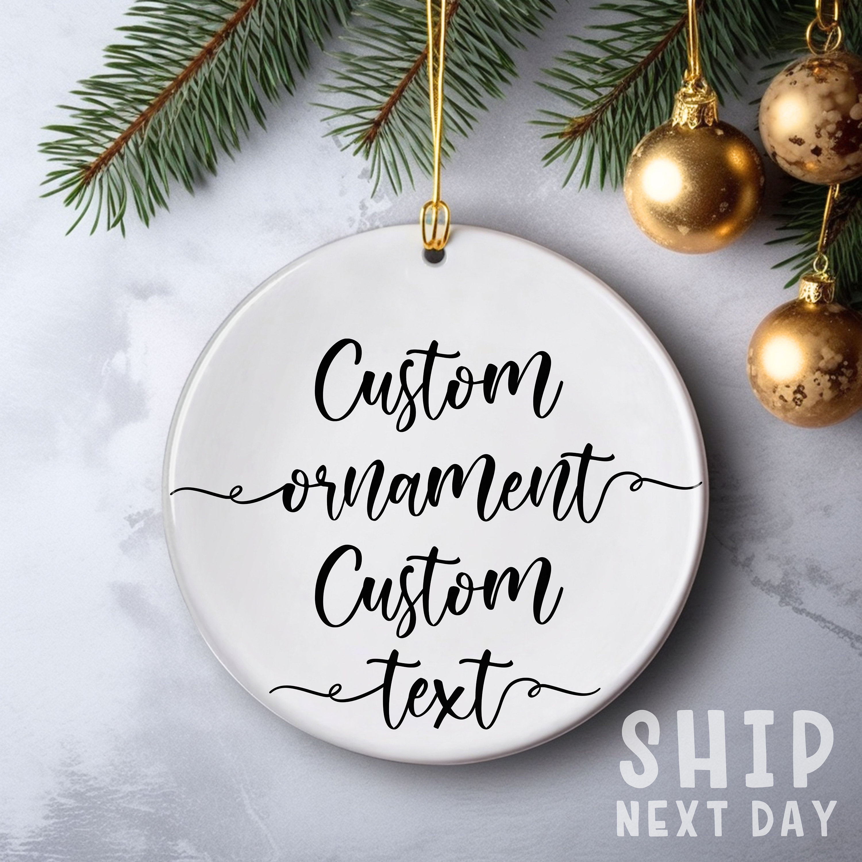 Custom Christmas Text Ornament, Christmas Gifts, Holiday Gifts, Christmas Tree Decor, Personalized Ornament for Business, Photo Ornament