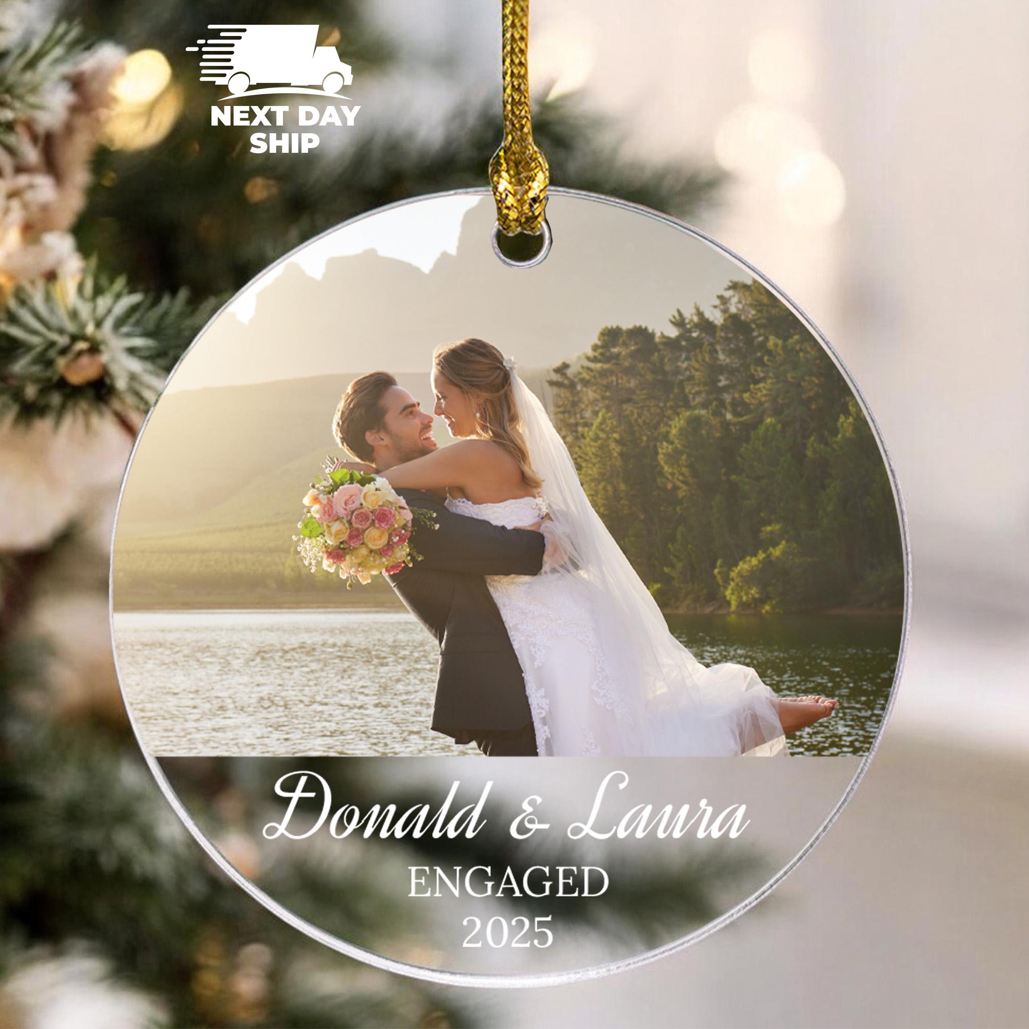 Personalized Photo Christmas Ornament, Engagement Keepsake Gift