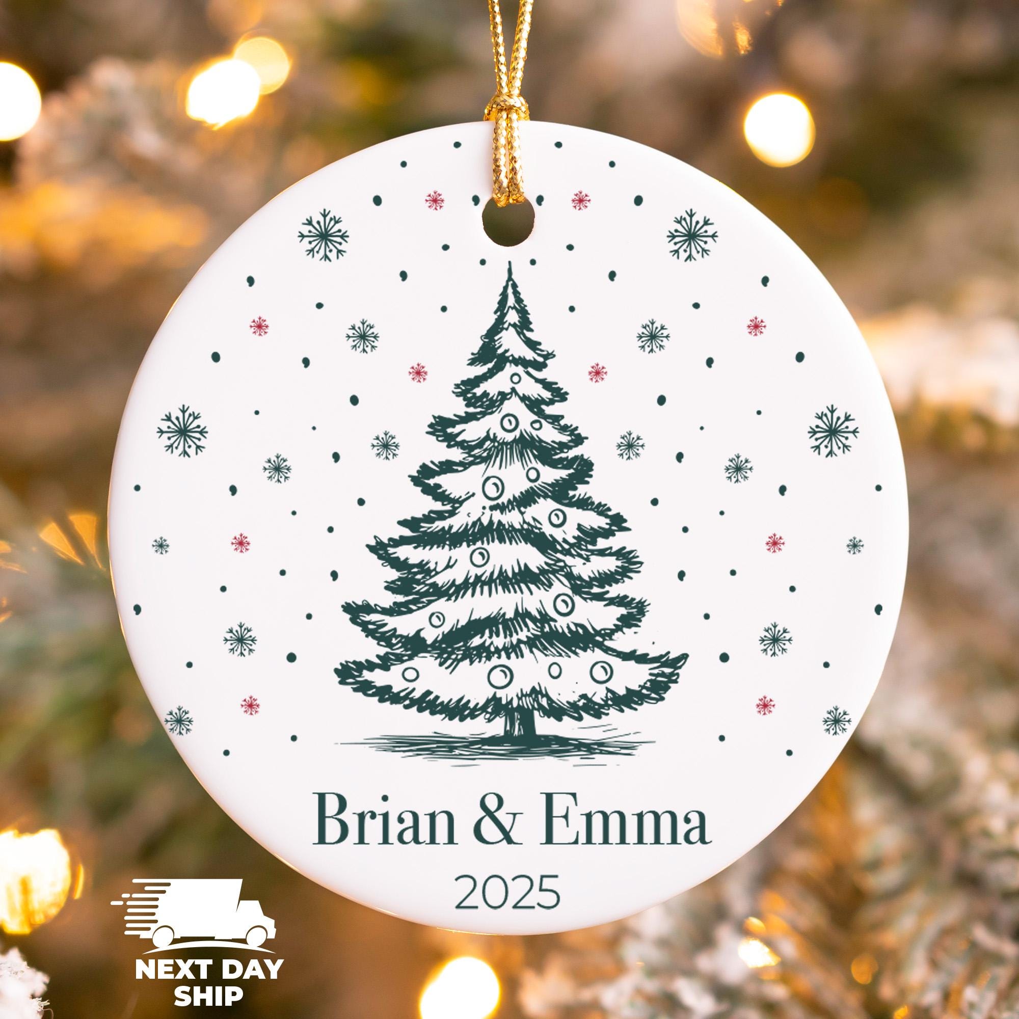 Custom Name Ornament, 2025 Couple Ornament, Christmas Ornament, Christmas Gift, Our First Christmas, Acrylic Ceramic Glass New Year Ornament