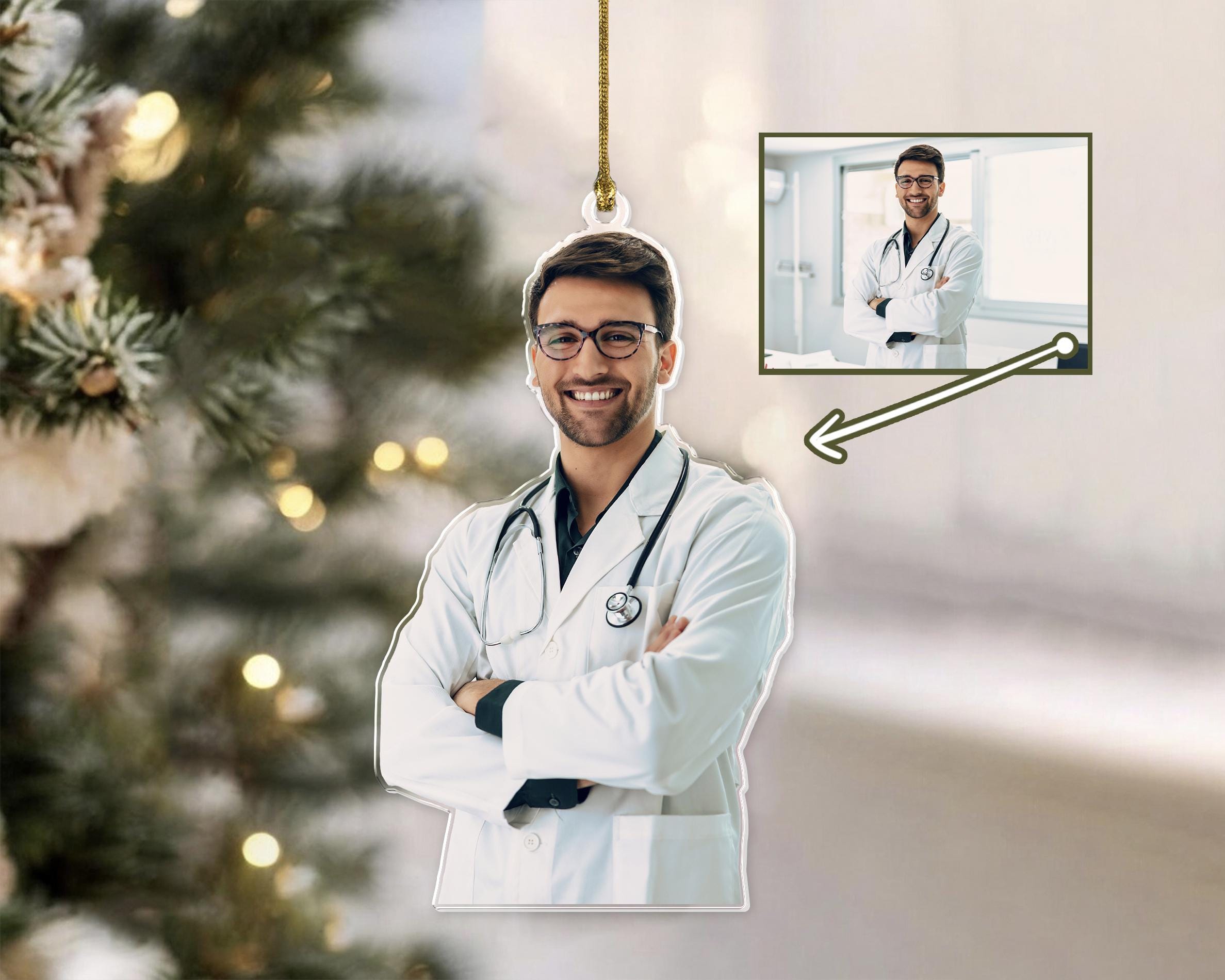 Custom Photo Doctor Ornament, Gift For Christmas, Christmas Ornament, Personalized Photo Ornament, Gift For Dad, Christmas Memorial Keepsake