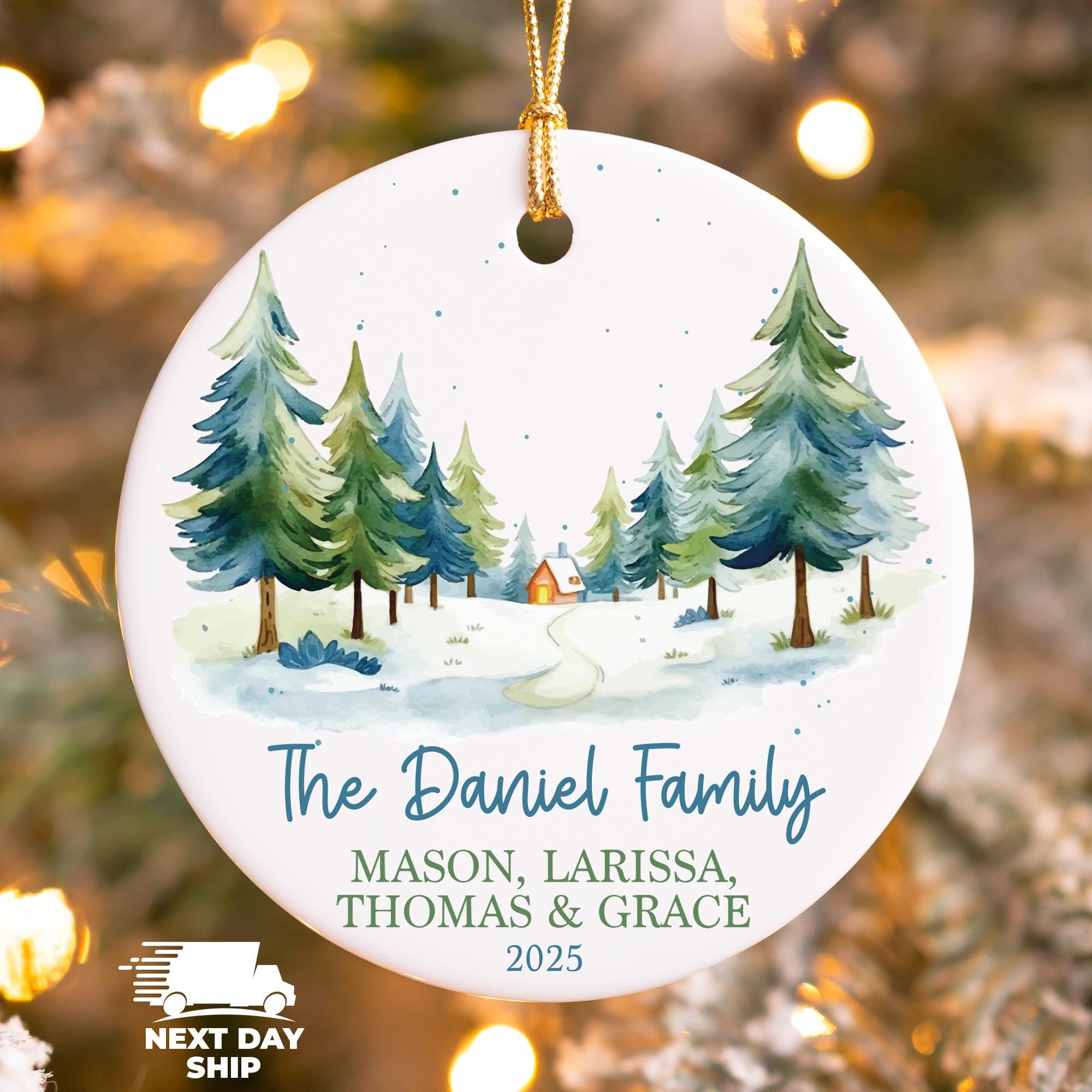 Personalized Family Name Ornament, Custom Family Member Names Heart Round Ornament, 2025 Family Keepsake, Glass Acrylic Christmas Ornament