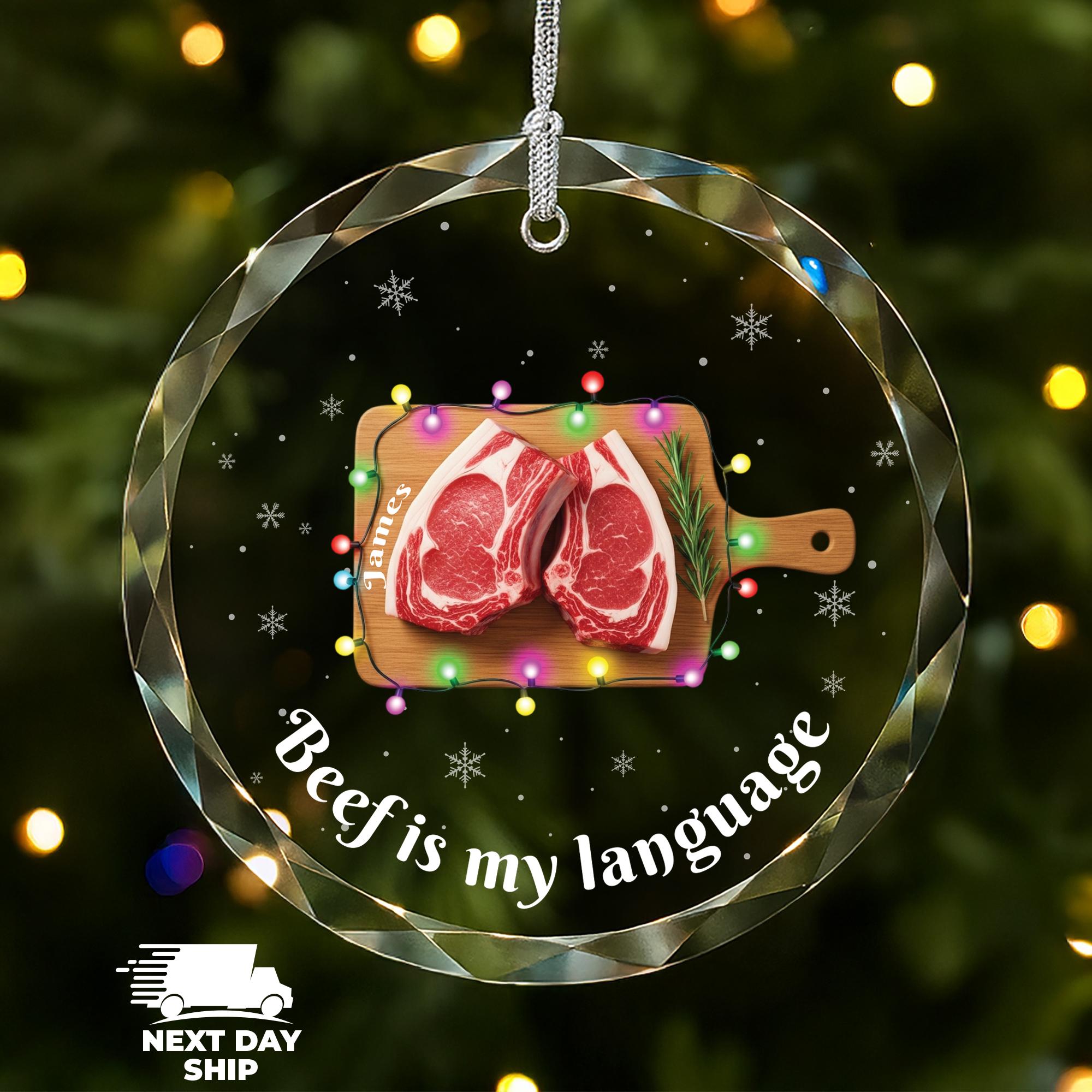 Funny Beef Lover Ornament, Custom Butcher Ornament, Home Cook Ornament, Grill Lover Gifts, Christmas Beef Keepsake, Meat Lover Name Ornament