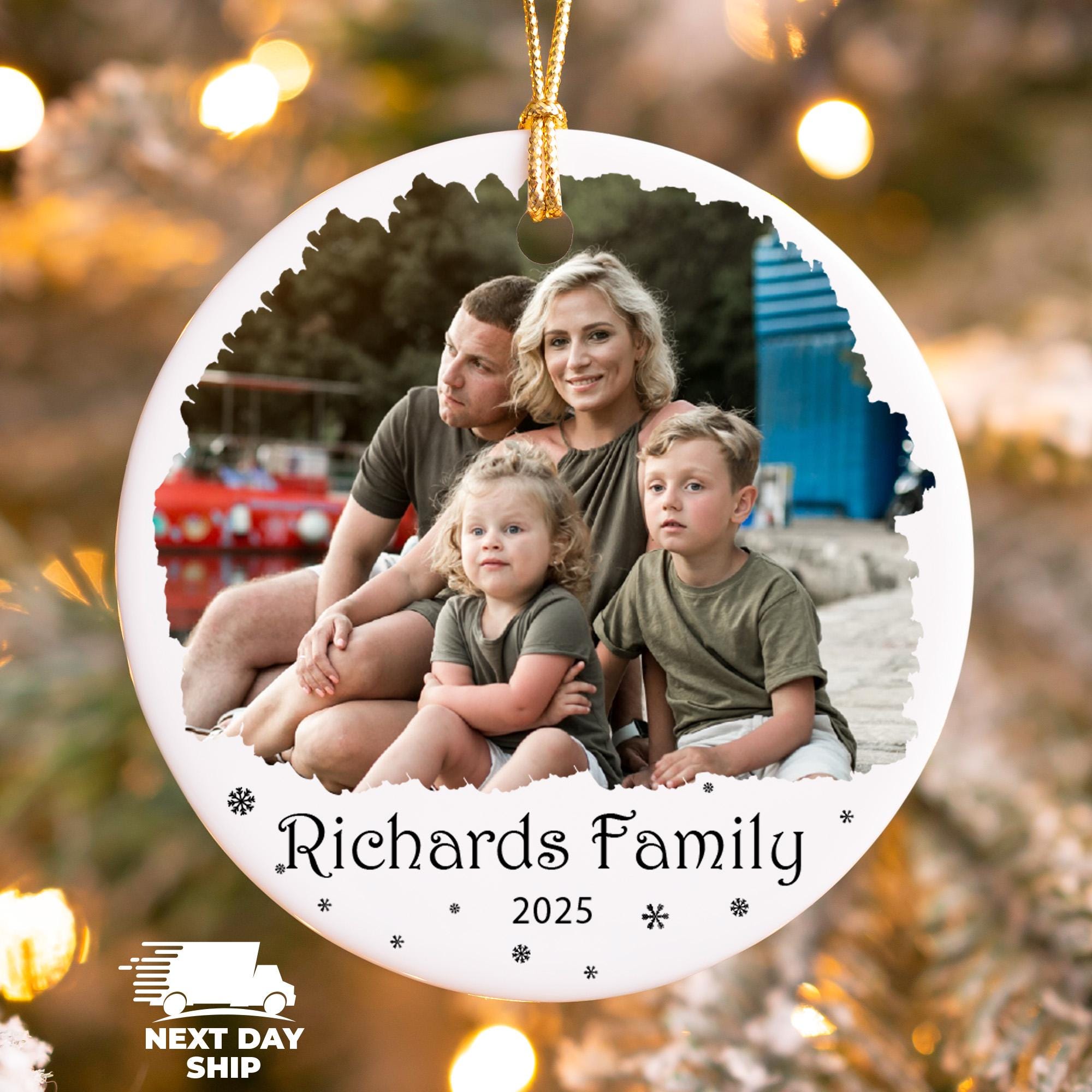 Family Photo Keepsake, Family Name Ornament, Family Picture Decor, Christmas Family Gift, 2025 Holiday Family, Personalized Family Gifts