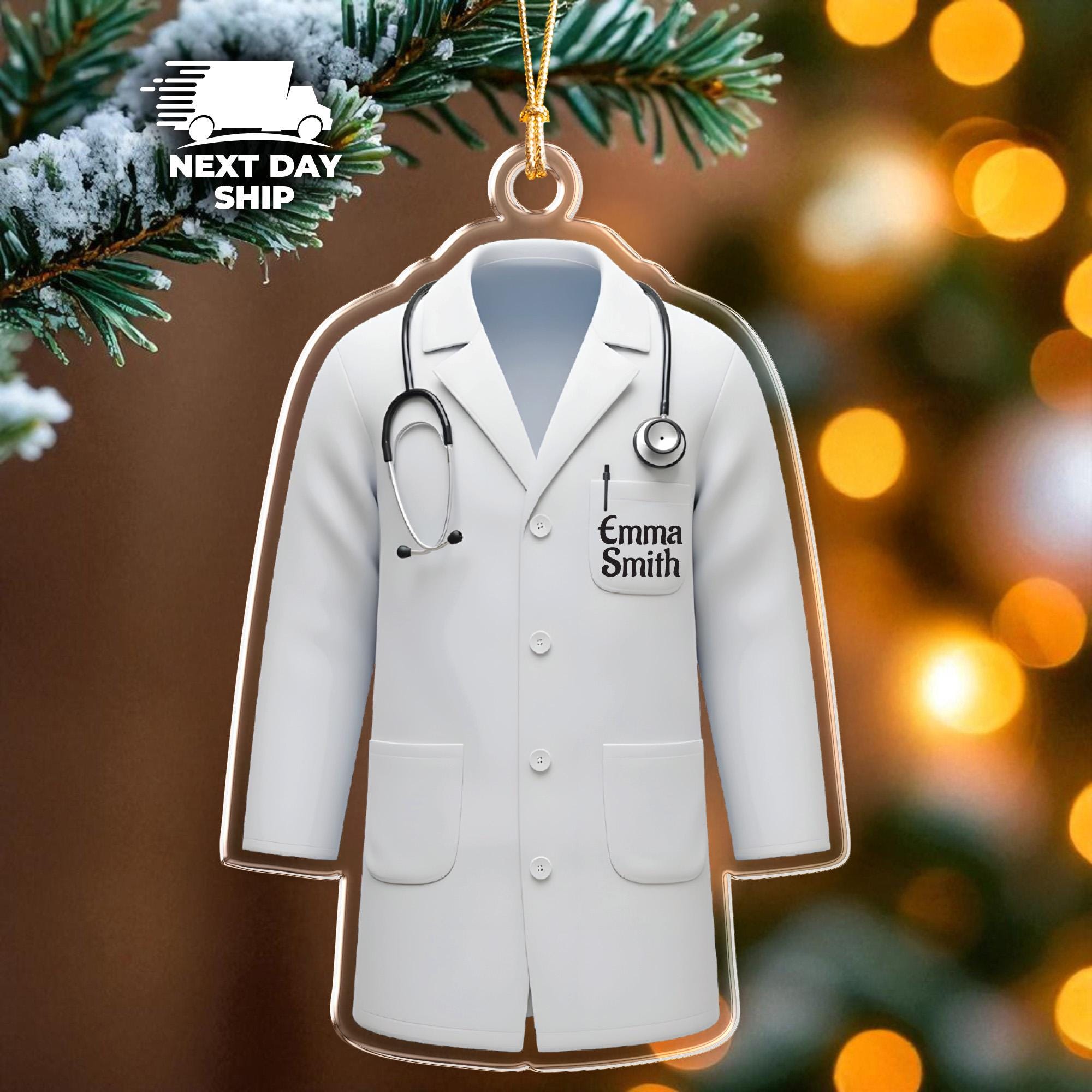 Custom Doctor Ornament, White Coat Ornament, Doctor Name Christmas Ornament, Healthcare Worker Ornament, Physician Appreciation Ornament