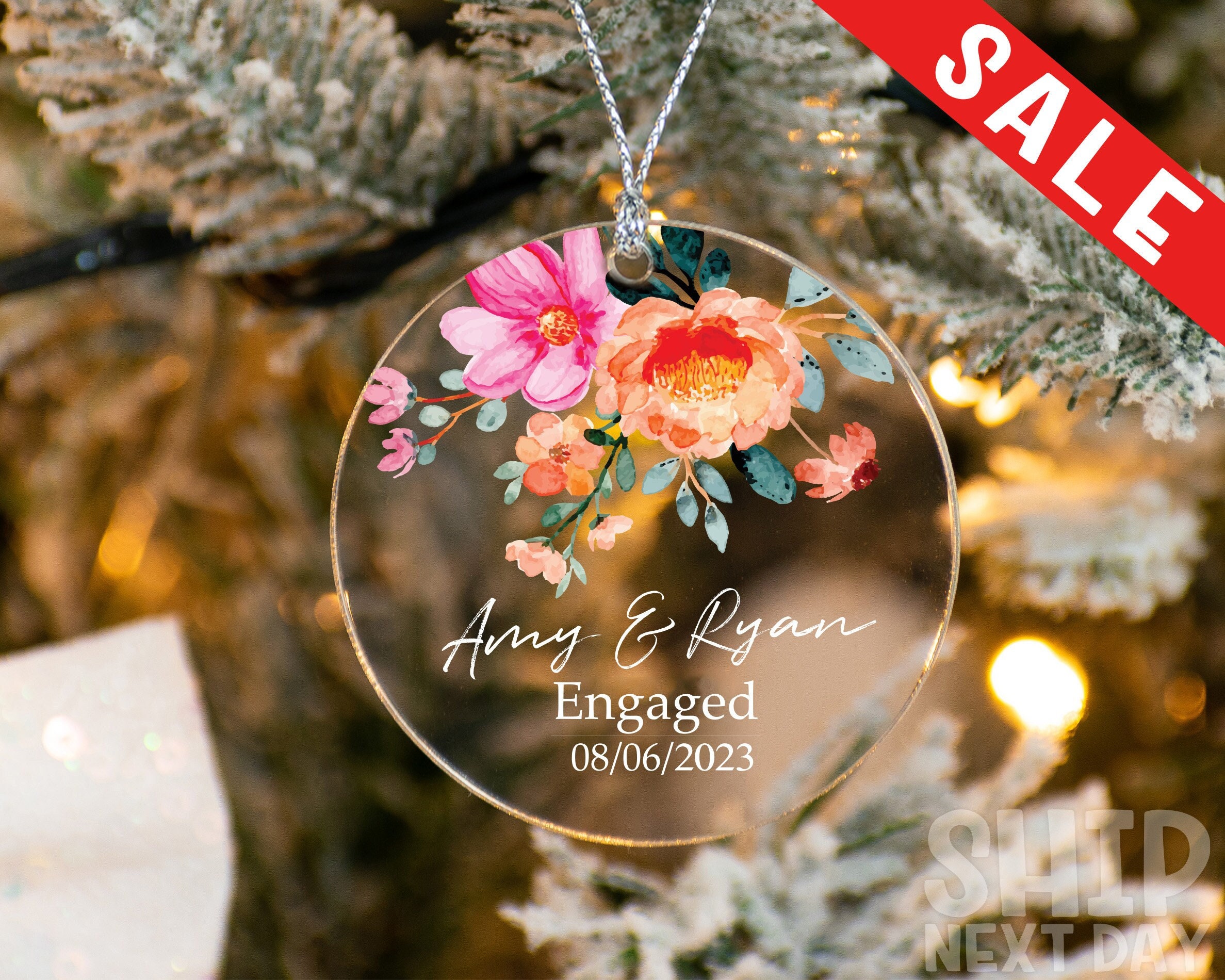 Personalized Proposal Ornament, Just Engaged, Anniversary Ornament, Wedding Ornament, Engaged Christmas, First Christmas, Gift For Couples