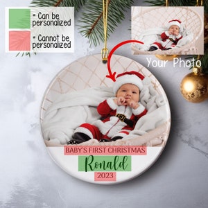 Adorno navideño personalizado para la primera Navidad del bebé, regalos de recuerdo para bebés, adorno navideño familiar, regalos para la primera Navidad, adorno con foto personalizada imagen 4