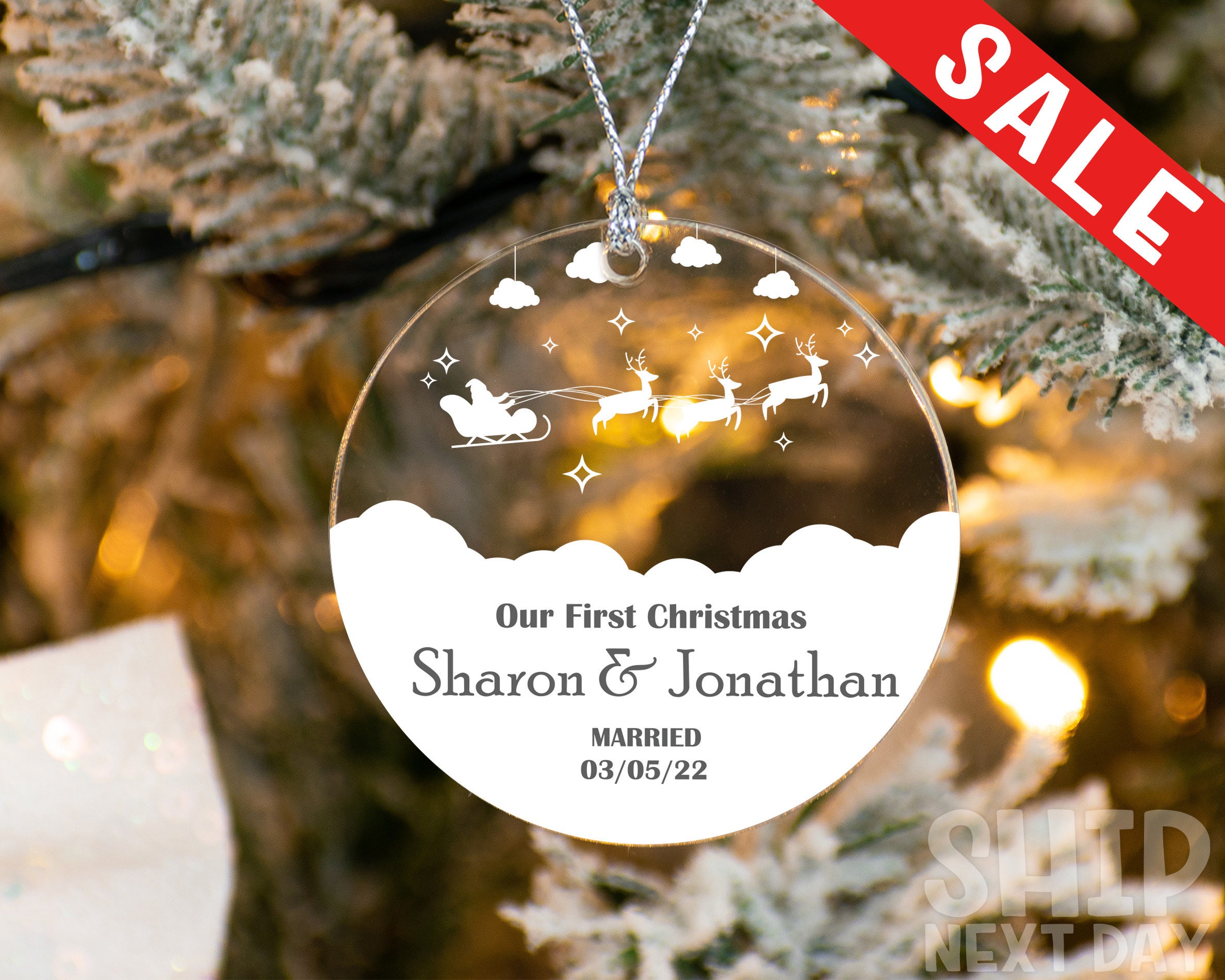 First Christmas, Personalized Santa Ornament, Merry Christmas, Holiday Gift, Custom Christmas Family Ornament, Christmas Keepsake, Xmas Gift