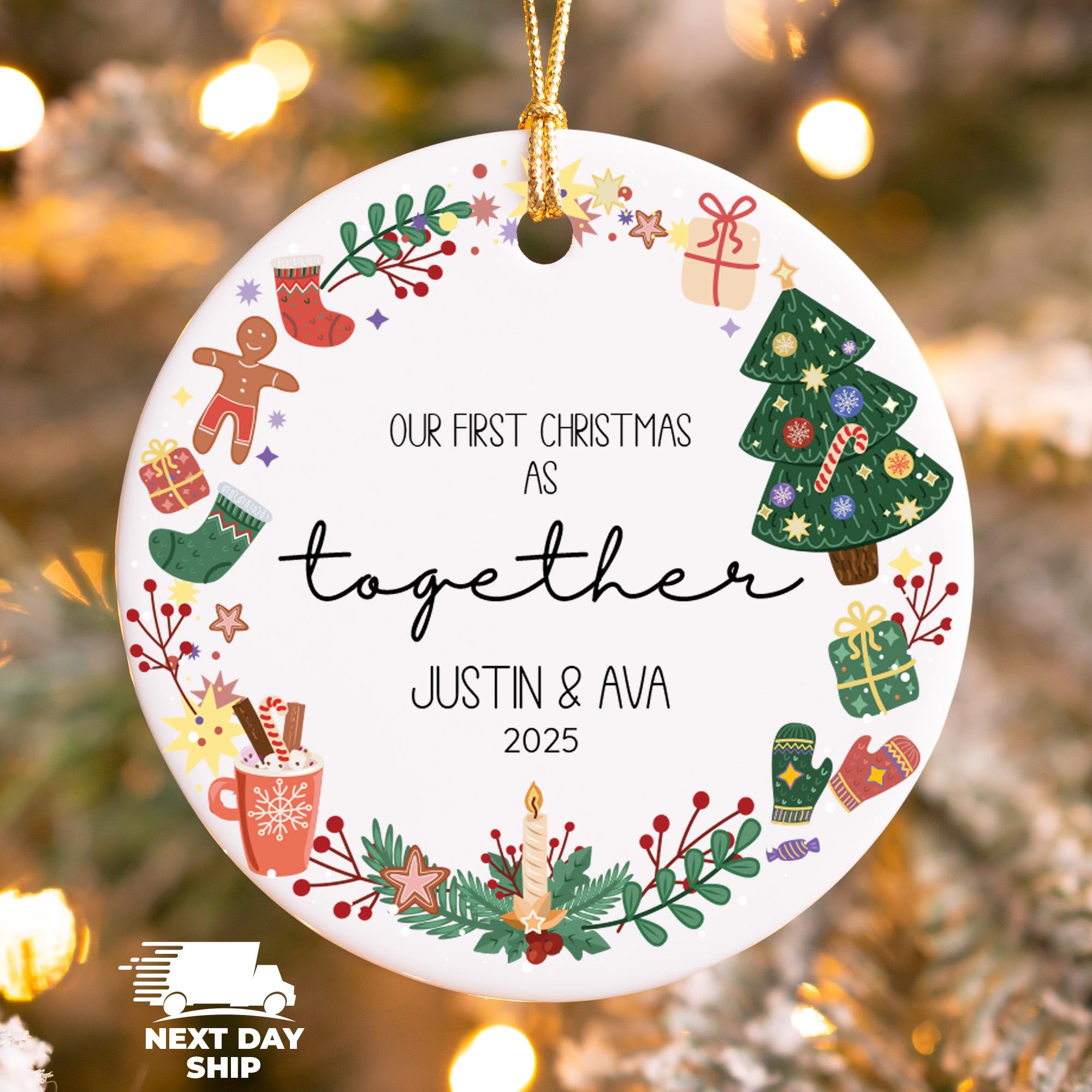 Personalized Name Ornament for Couple, First Christmas Together Ornament, Custom Christmas Tree Hanging Ornament, Couple Name Ornament