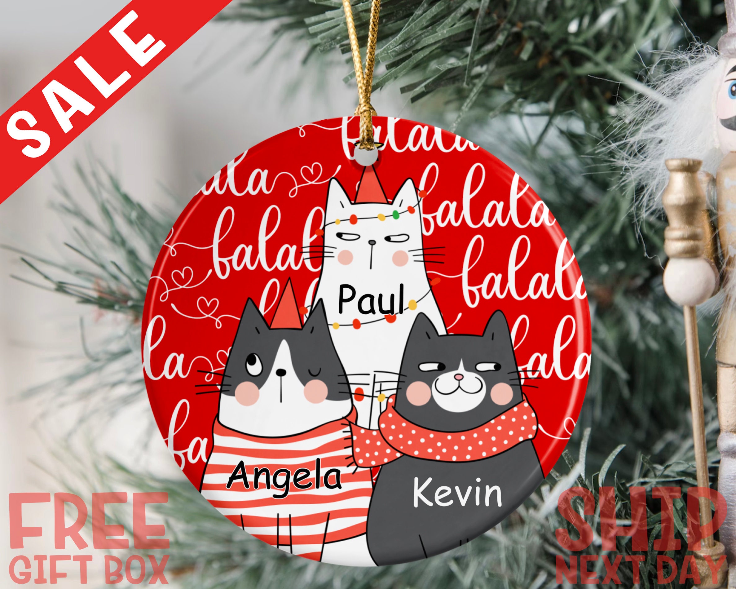 Personalized Cat Ornament, Acrylic Cat Ornament, Gifts For Cat Lovers, Custom Cat Owner Gift, Cat Name Ornament, Cat Portrait Ornament