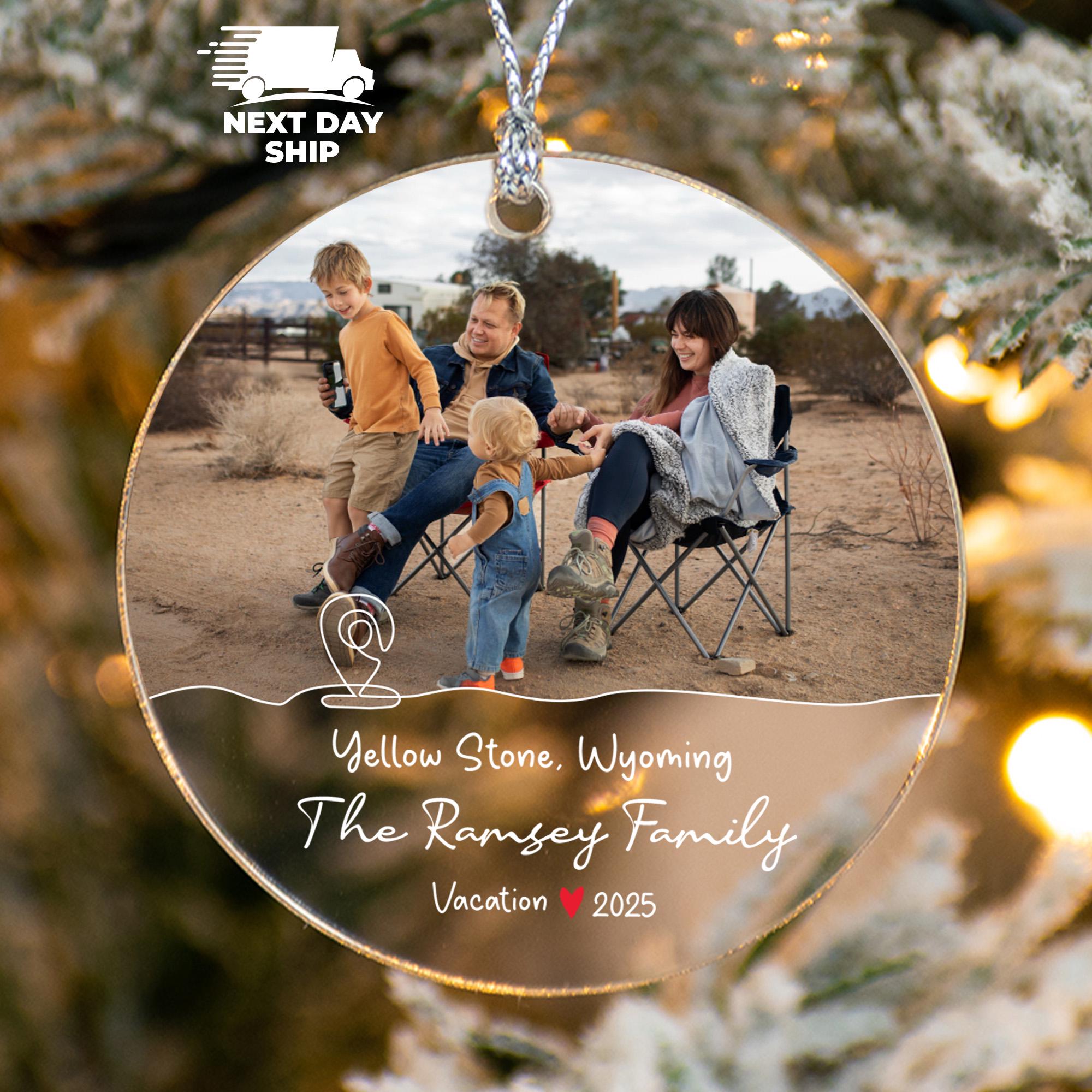 2025 Family Vacation Ornament, Personalized Family Trip Ornament, Family Photo Keepsake, Travel Ornament, Family Name Ornament, Holiday Gift