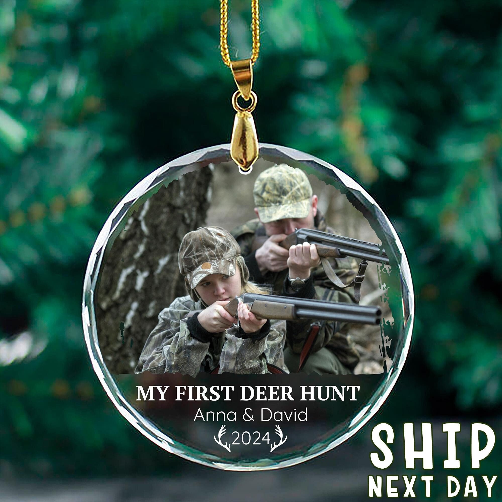 My First Deer Hunt Ornament, Hunter Ornament, First Hunting Ornament, Deer Hunter Special Gift, Custom Name Deer Hunt Ornament, Family Gifts