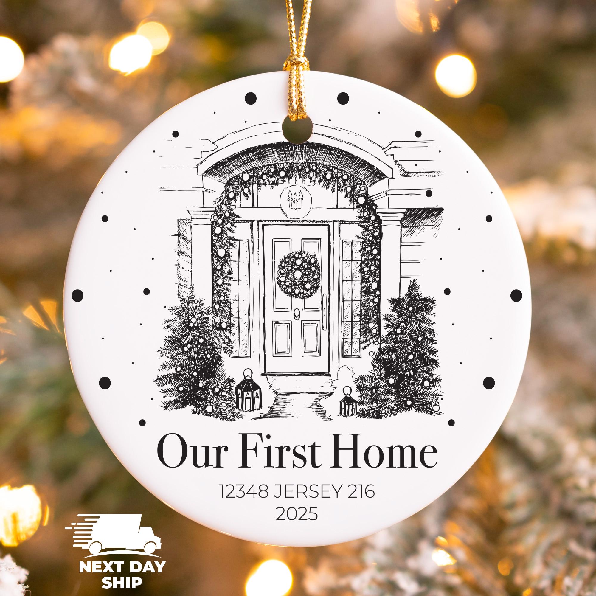 Our First Home Ornament, Personalized Christmas Ornament, New Home Address Keepsake, Address Ornament, Real Estate Ornament, Door Ornament