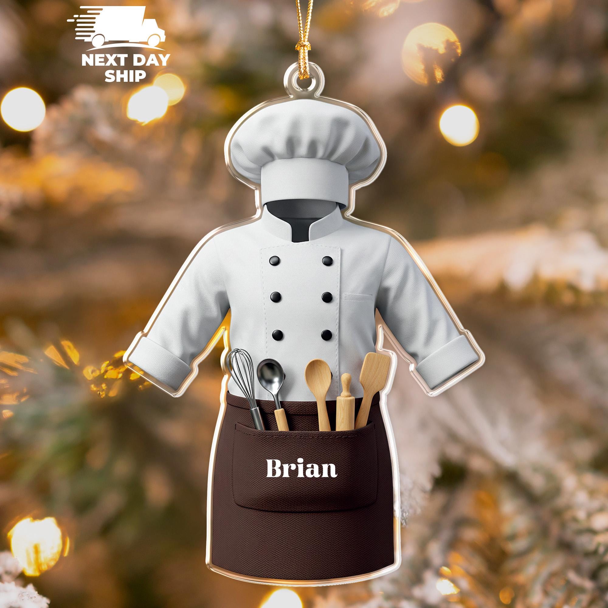 Personalized Chef Uniform Ornament, Chef With Cooking Tools Christmas Ornament, Custom Chef  Name Ornament, Gifts for Chef, Baker Gifts