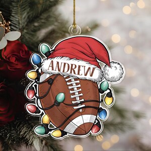 Custom Name Christmas Ornament, Personalized Name Football Ornament, Gift For Boy, Footballer Keepsake, Unique Christmas Gift, Under 20 Gift