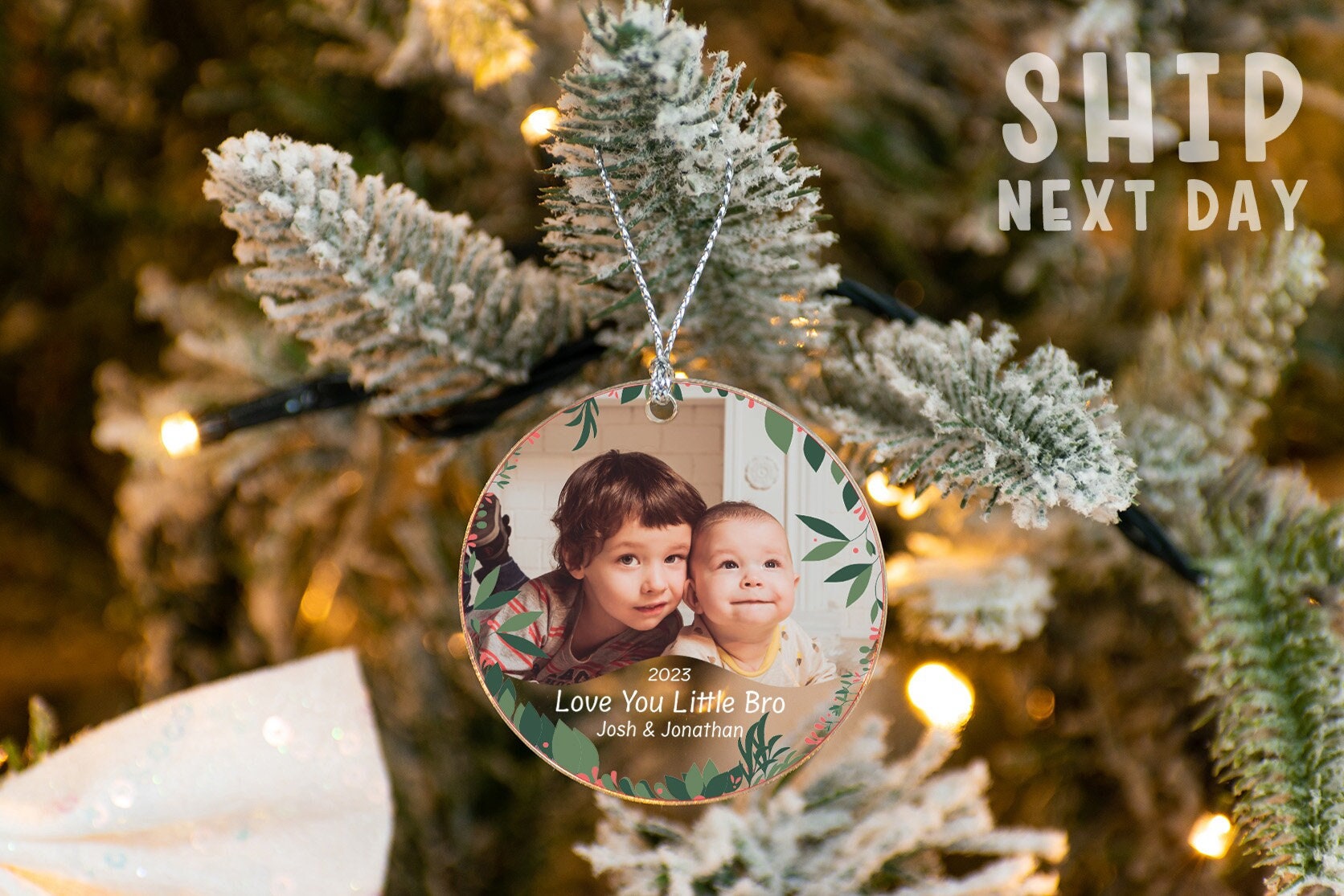 Custom Brother Ornament, Personalized Siblings Ornaments, Brothers Sisters Photo Ornament, Bro Sis Christmas Ornament, Kids Picture Ornament