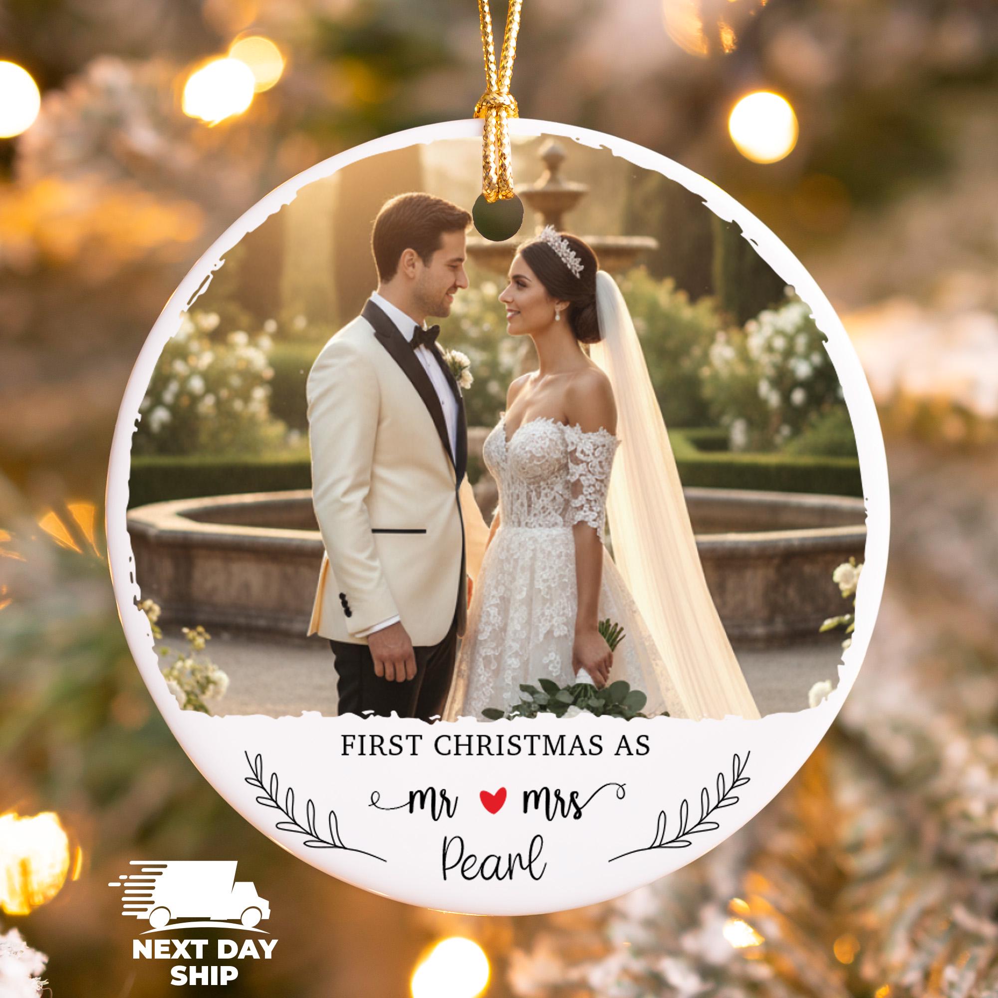 First Christmas as Mr & Mrs Ornament, Personalized Wedding Photo Ornament, Newlywed Christmas Gift, Custom Married Couple Keepsake 2025