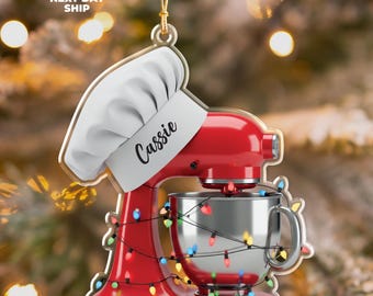 Customized Baking Mixer Lights Christmas Ornament, Christmas Gift For Baking Lover, Christmas Tree Decoration, Baker Ornament for Chef