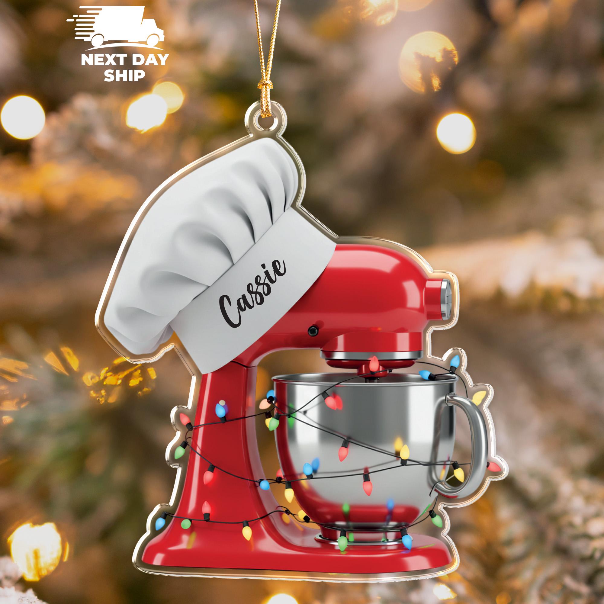 Customized Baking Mixer Lights Christmas Ornament, Christmas Gift For Baking Lover, Christmas Tree Decoration, Baker Ornament for Chef