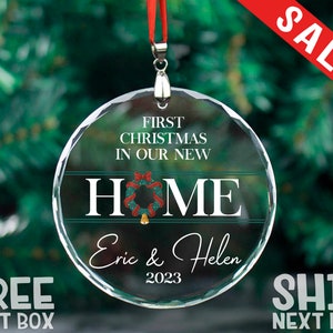 Custom First Christmas, Personalized New Home Ornament, Christmas Decoration, Christmas Family Ornament, Christmas Memorial Glass Ornament