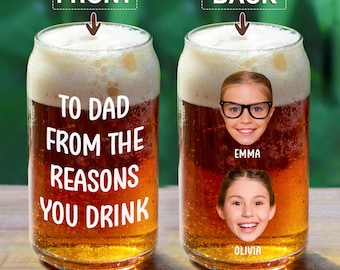 Personalisiertes Bierglas für Papa, individuelles Fotogeschenk von Kindern