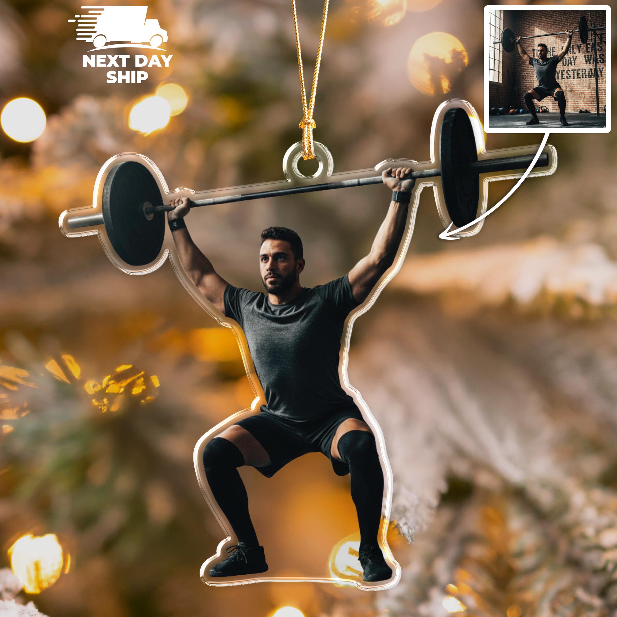 Personalized Weight Lifter Ornament, Custom Weightlifting Photo Ornament, Powerlifting Trainees, Gym Lover Gift, Gift for Body Builder
