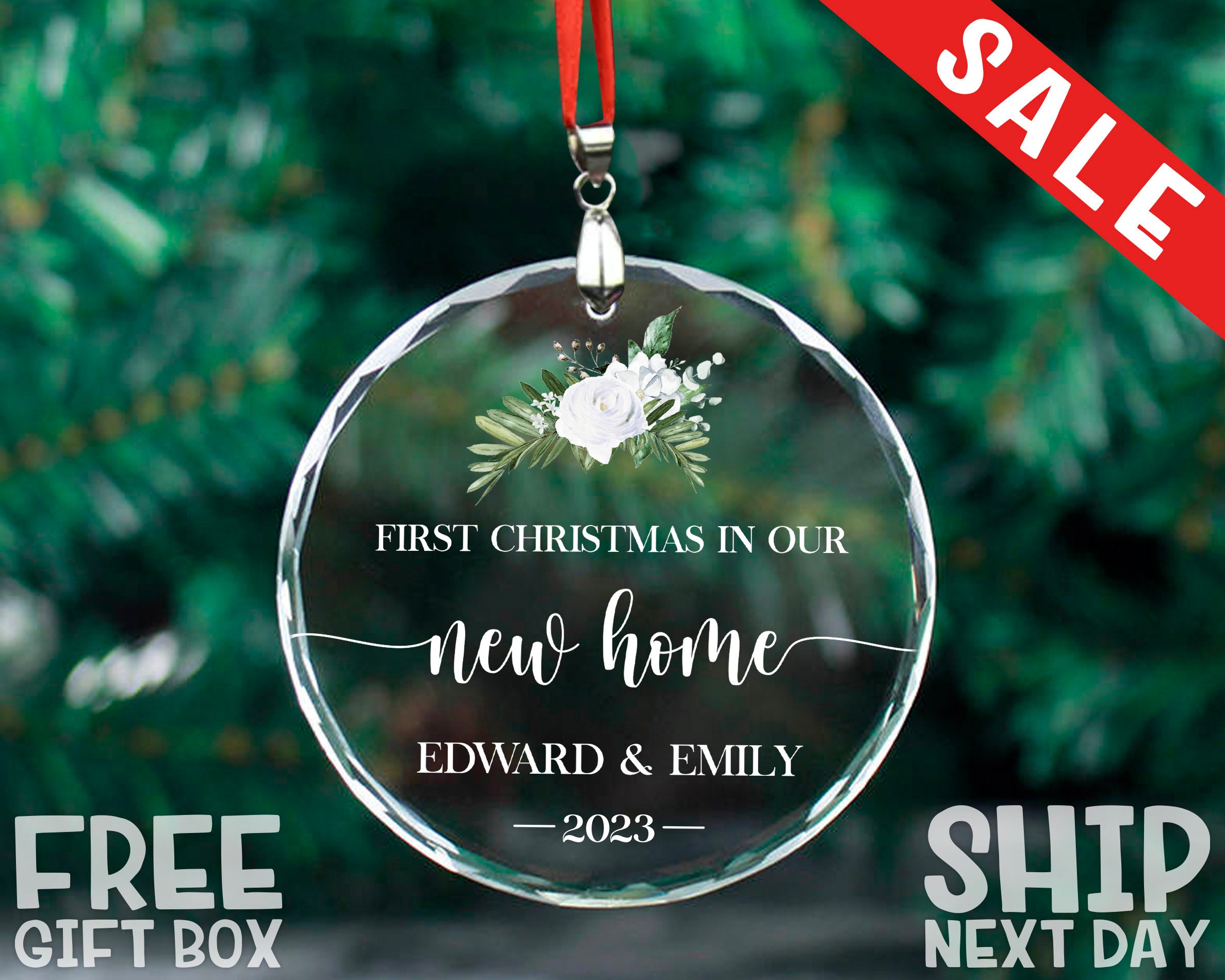 Personalized First Christmas, Custom New Home Ornament, Christmas Decoration, Christmas Glass Family Ornament, Christmas Memorial Ornament