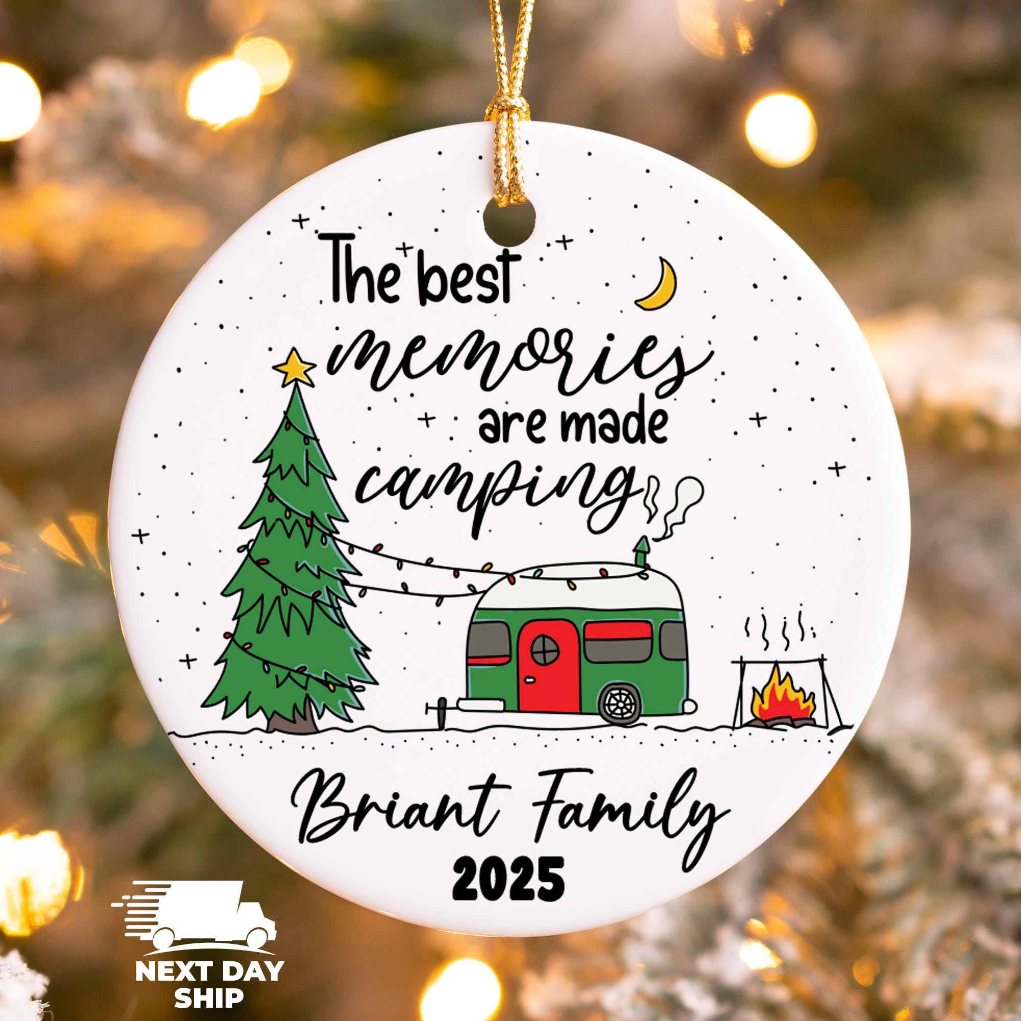 Personalized Camping Family Name Ornament, Custom Family Keepsake, Camp Lover Ornament, Camper Family Gift, 2025 Camp Memorial Keepsake
