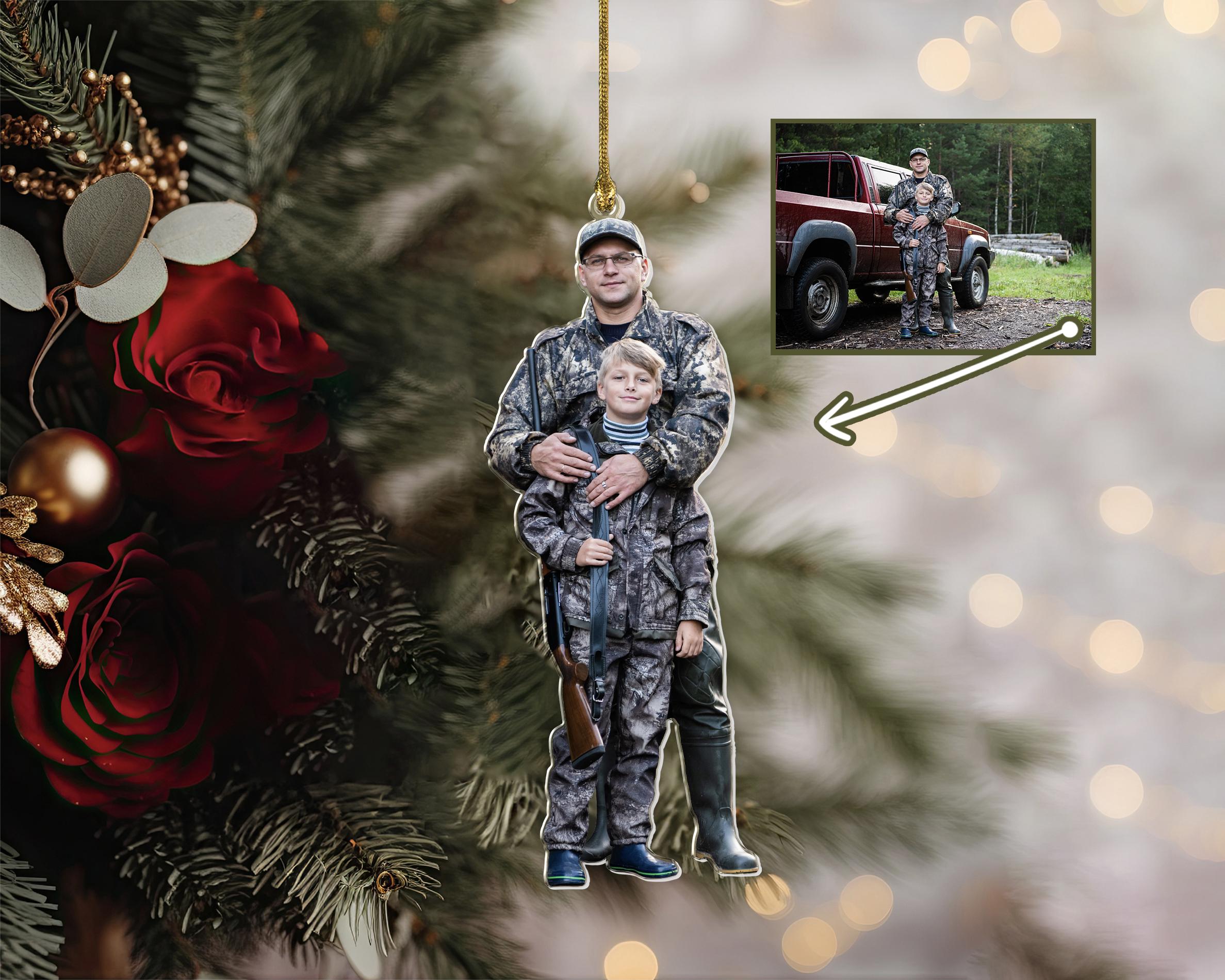 Custom Photo Hunting Ornament, Gift For Friends, Unique Christmas Ornament, Personalized Photo Ornament, First Deer Hunt, Gift For Hunter