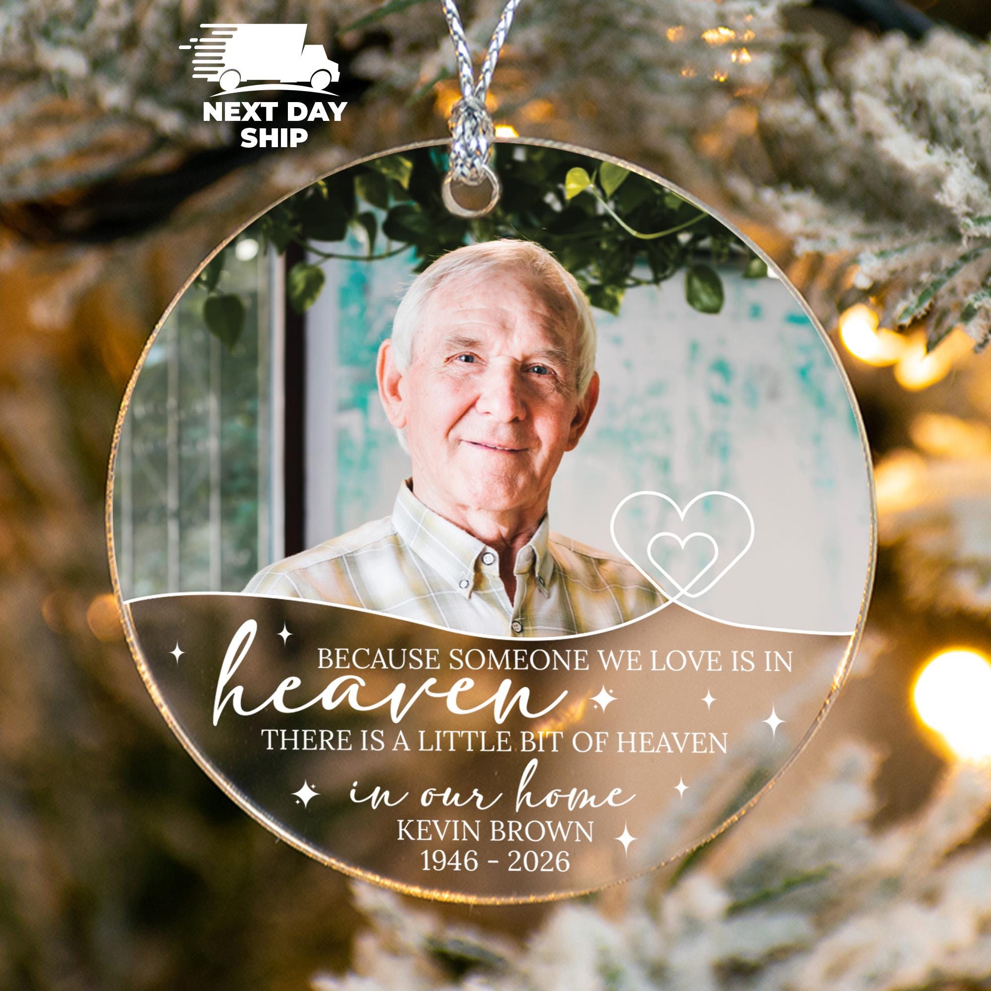 Personalized Memorial Photo Ornament, Sympathy Gifts, Christmas Ornaments, Christmas Keepsake Gifts, Acrylic Picture Rememberance Ornament