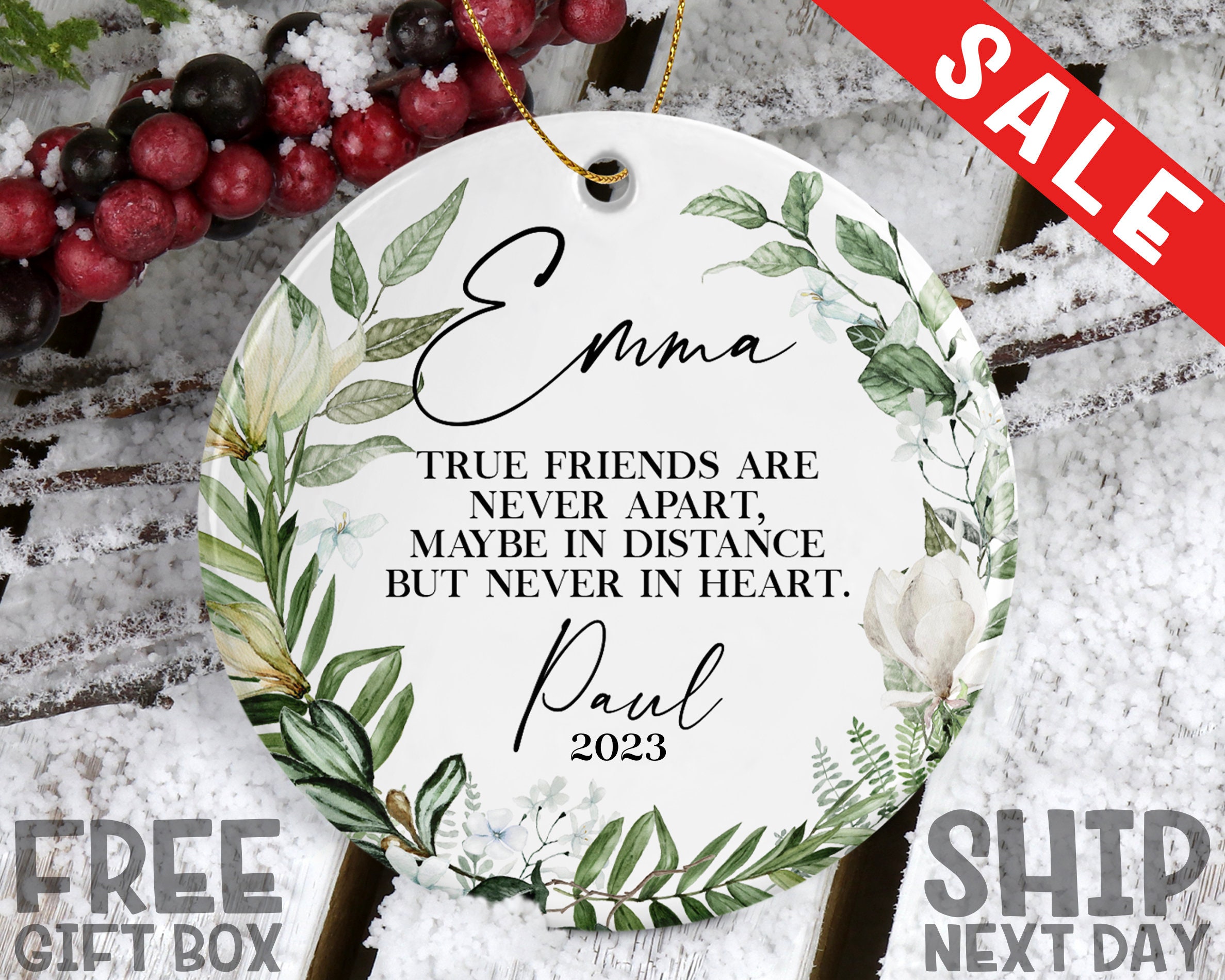 Personalized Friendship Ornament, Christmas Gift For Best Friend, Custom Christmas Ornaments, Christmas Friend Ornament, Christmas Keepsake