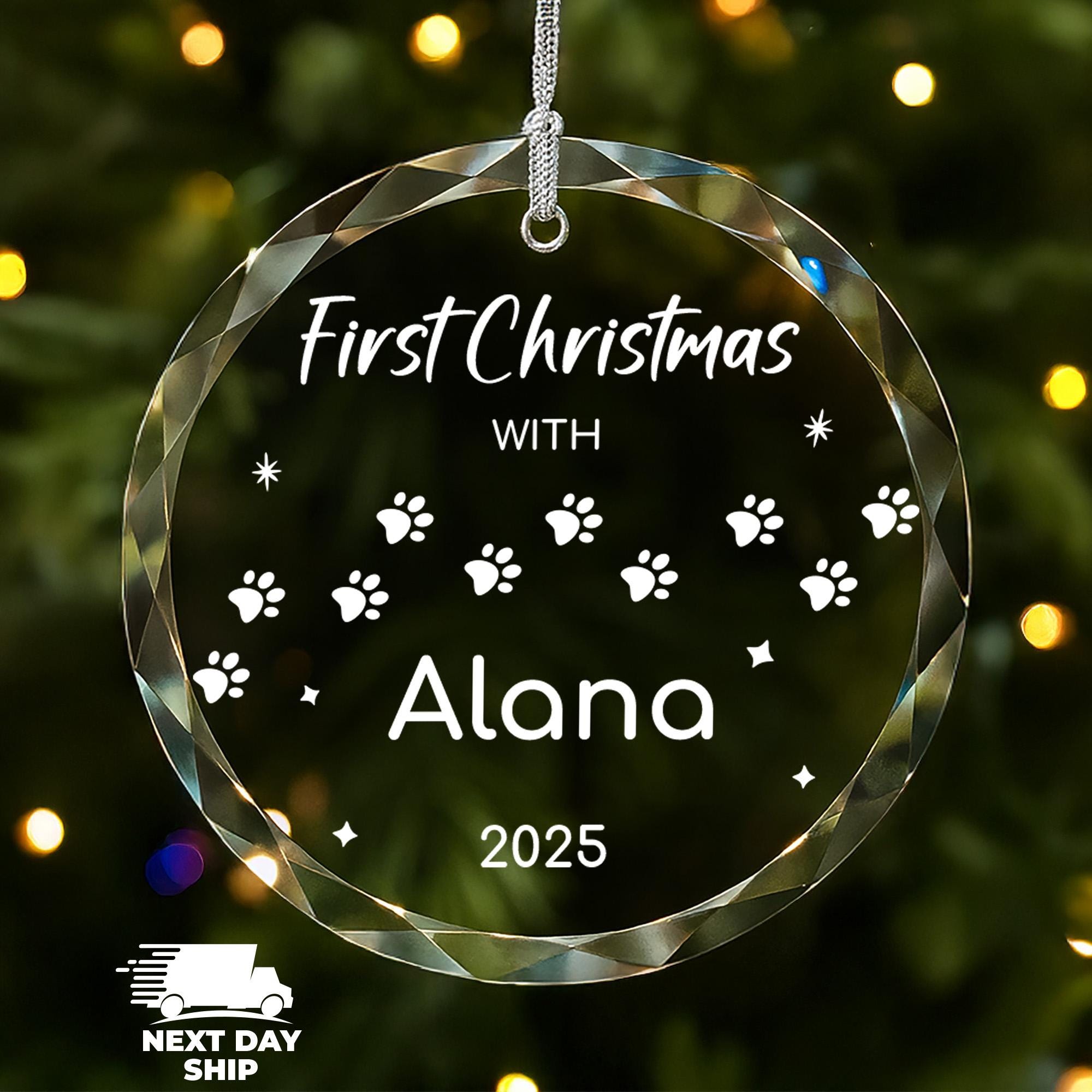 Custom Dog Name Ornament, Puppy First Christmas Ornament, Dog Paw Print Ornament, New Dog Welcome Gift, 2025 Dog Owner Ornament, Dog Gift