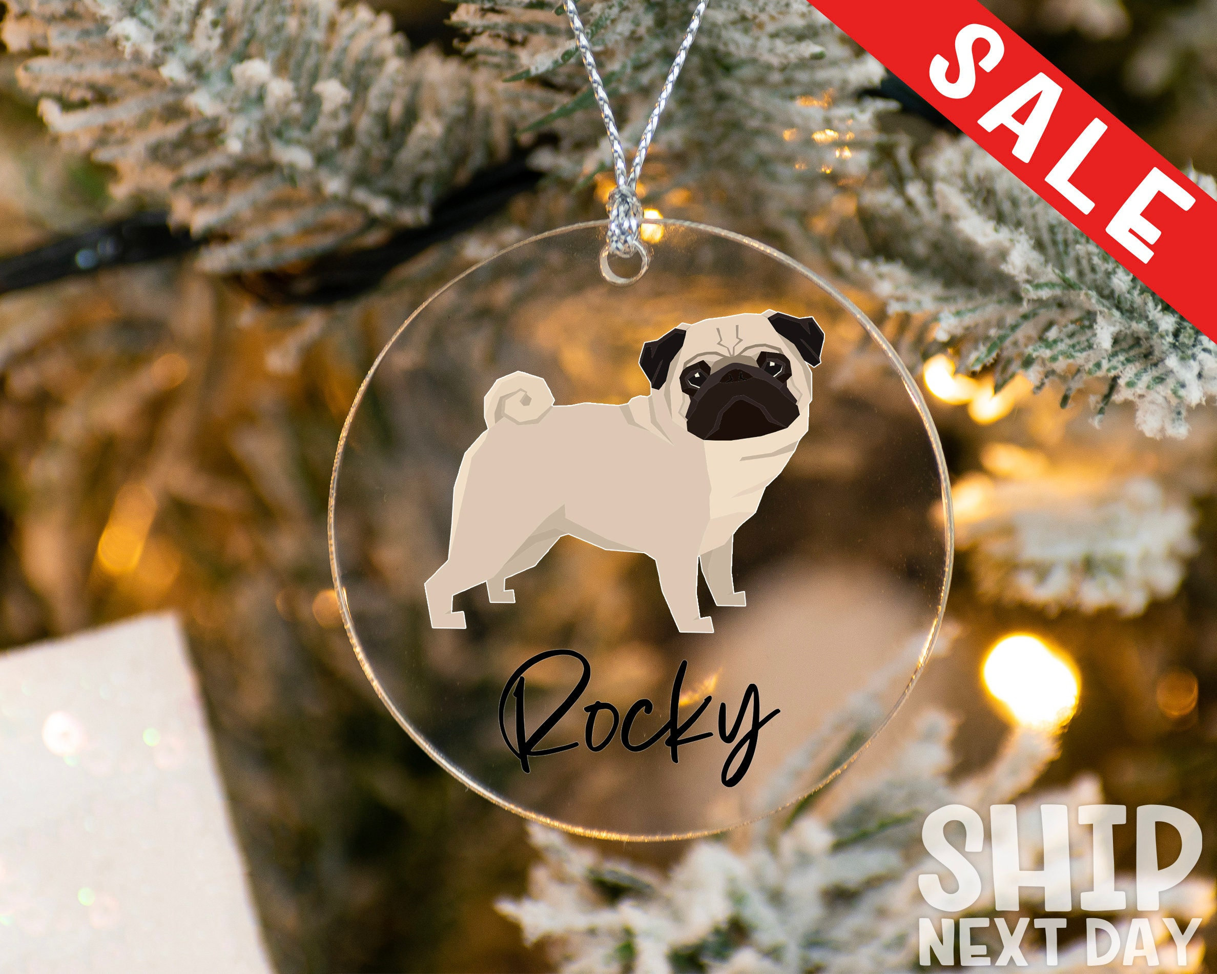 Personalized Pet Ornament, Acrylic Dog Ornament, Gift For Dog Lover, Custom Pet Owner Gift, Pet Name Ornament, Pet Portrait Ornament