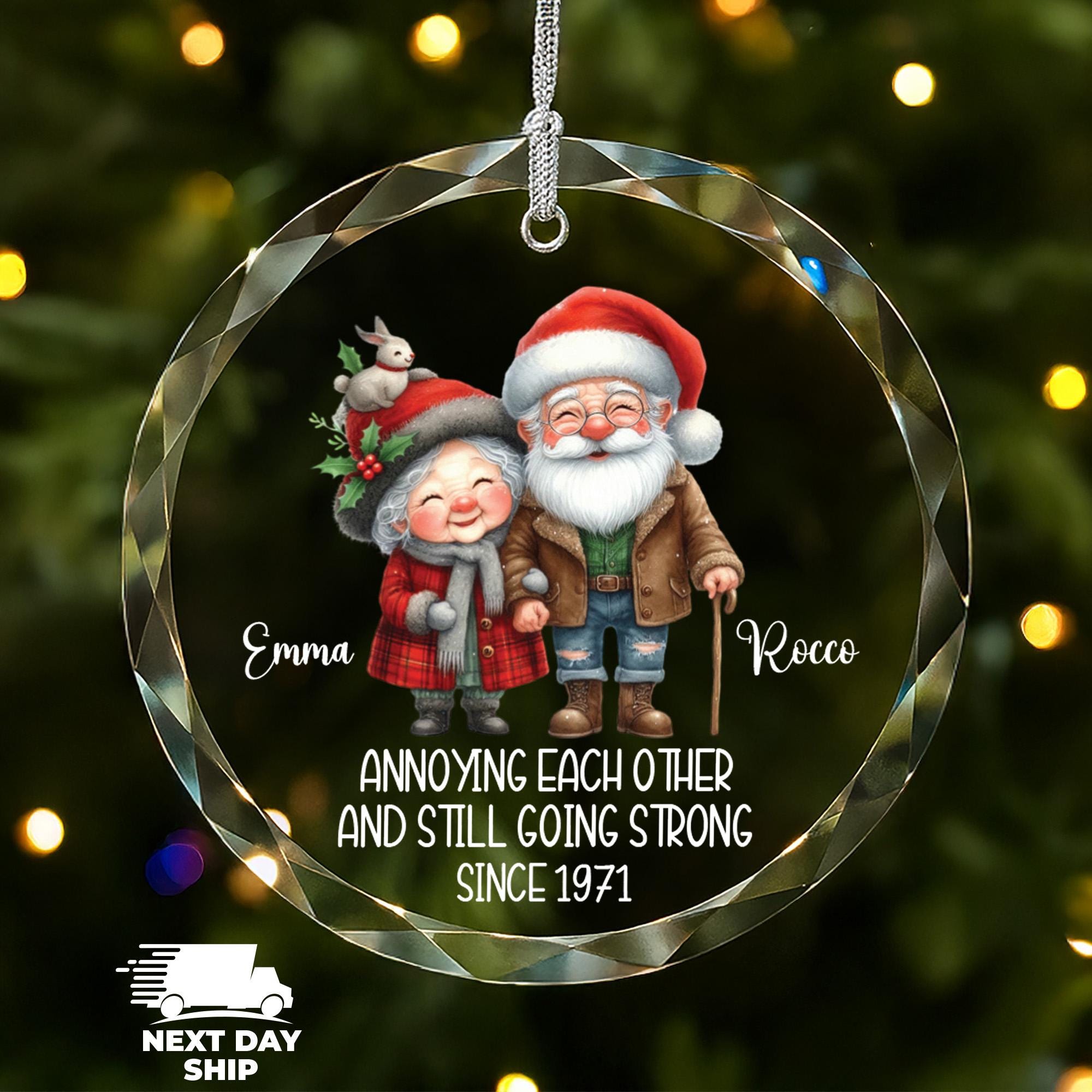 Personalized Anniversary Christmas Ornament, Elderly Couple Ornament, Grandparents Anniversary Keepsake, Christmas Grandma Grandpa Ornament