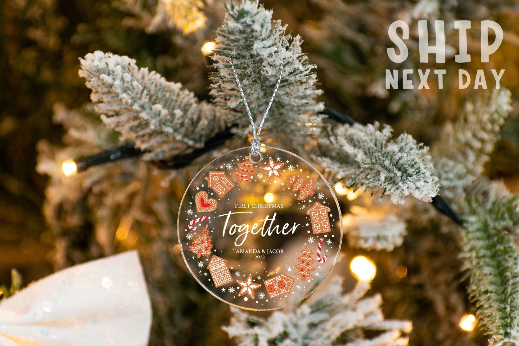 Custom First Christmas Ornament for Holiday, Christmas Keepsake Gifts, Merry Christmas, Holiday Gifts, Personalized Name Acrylic Ornament