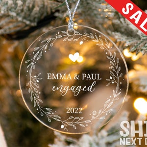 Personalized Engaged Ornament, Christmas Gifts, Custom Couples Name Ornament, Wedding Ornament, Engagement Gift, Christmas Memorial Ornament